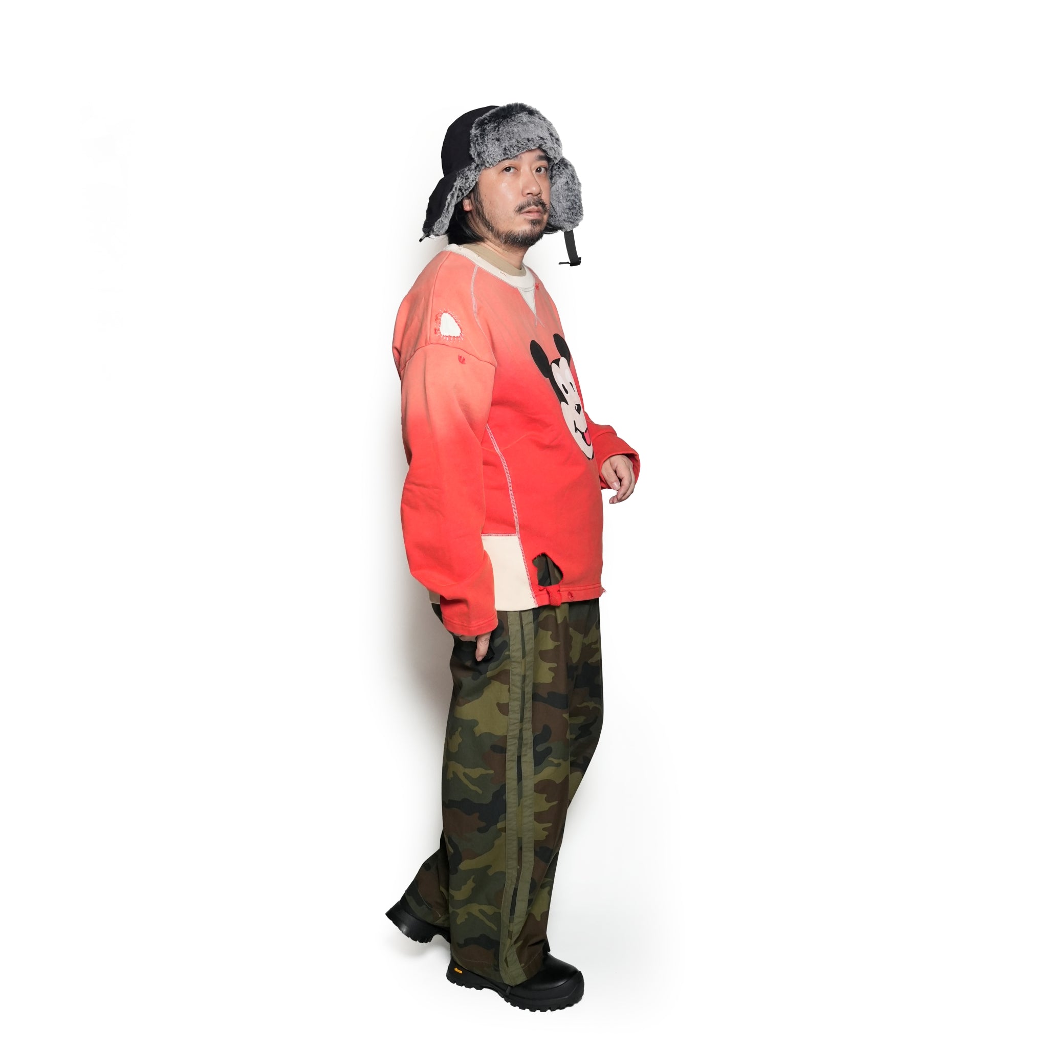 Pla24awt01-2_Washed red | Mickey vitage crewneck | Color:Washed Red【PLATEAU STUDIO_プラトー スタジオ】【archive】
