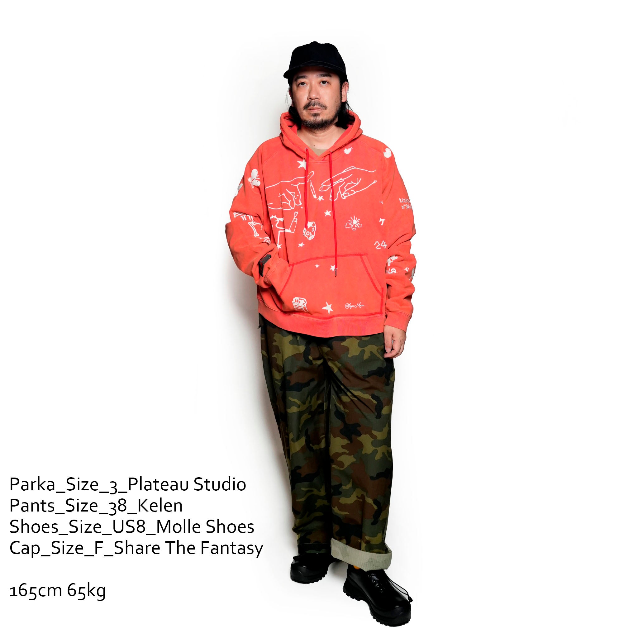 Pla24awcol2-2_washed red | x SYU.Man illustrator hoodie | Color:Washed Red【PLATEAU STUDIO_プラトー スタジオ】