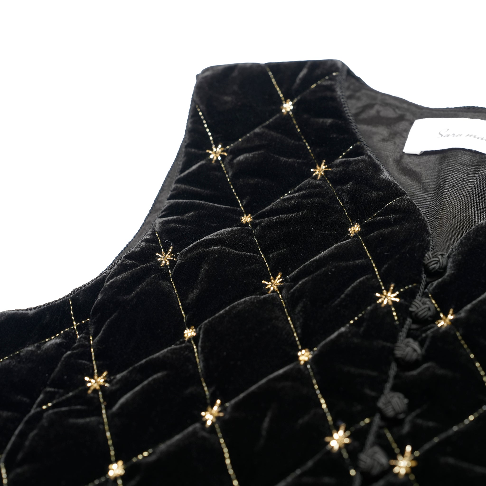 VELVET BEADS EMBROIDERY VEST | Color_Black | No_020952sn3_black【SARA MALLIKA_サラマリカ】