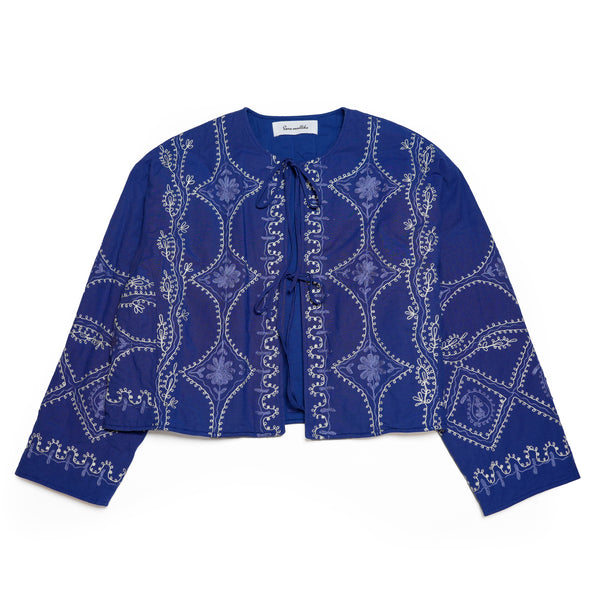 COTTON LINEN AARI EMBROIDERY – Blue | SARAMALLIKA