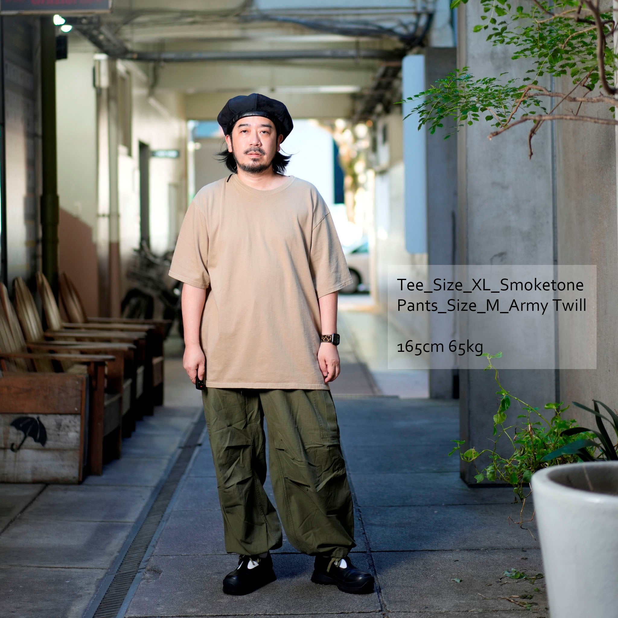 AM-2455001_Khaki | Back Satin Cargo Pants | Color:Khaki【ARMY TWILL_アーミーツイル】