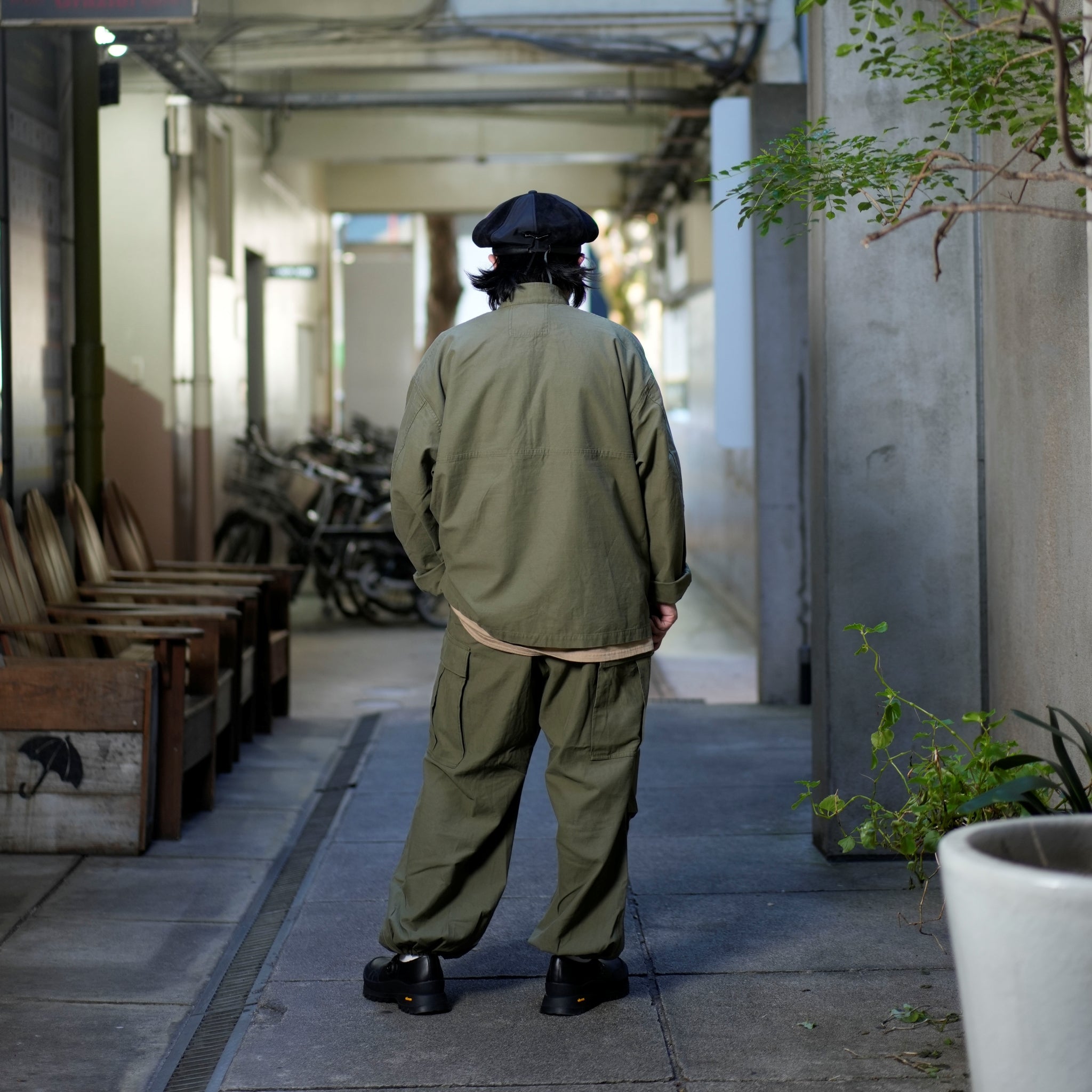 AM-2457004_Khaki | Back Satin Smock | Color:Khaki【ARMY TWILL_アーミーツイル】