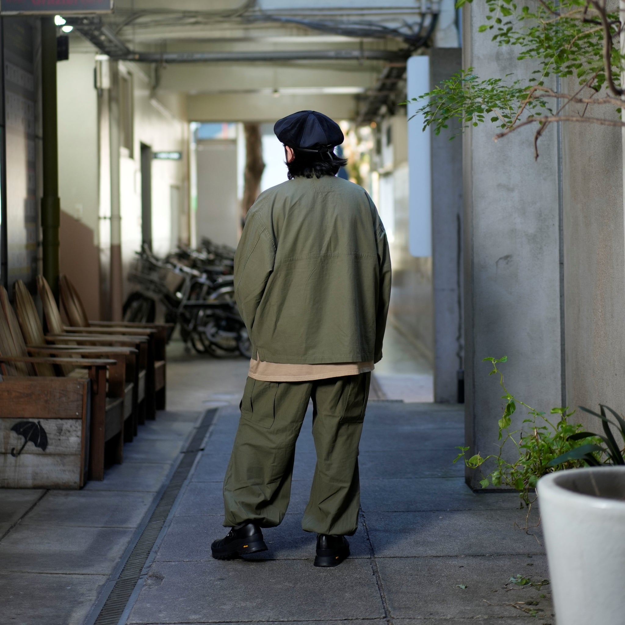 AM-2457004_Khaki | Back Satin Smock | Color:Khaki【ARMY TWILL_アーミーツイル】