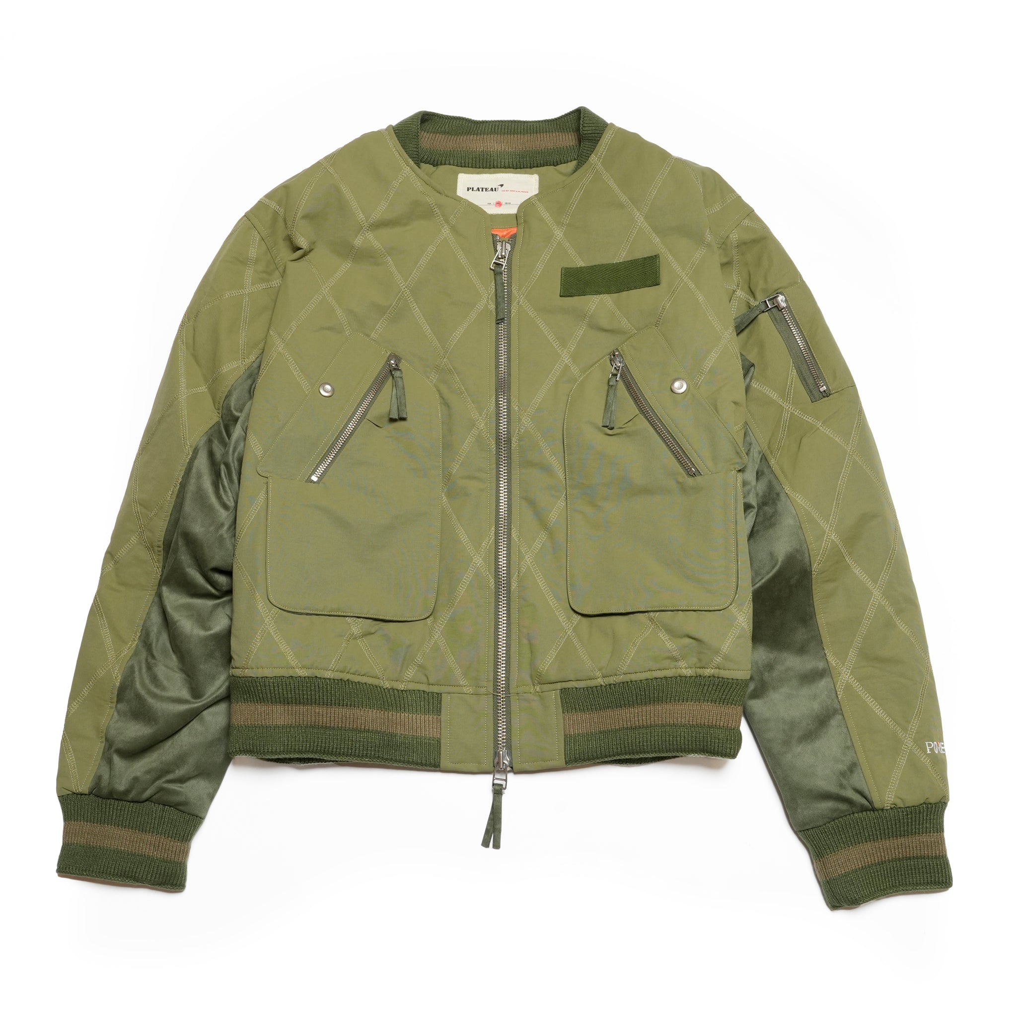 Stripe rib flight jacket | Color_Olive | No_pla25awj09-2_olive【PLATEAU STUDIO_プラトー スタジオ】