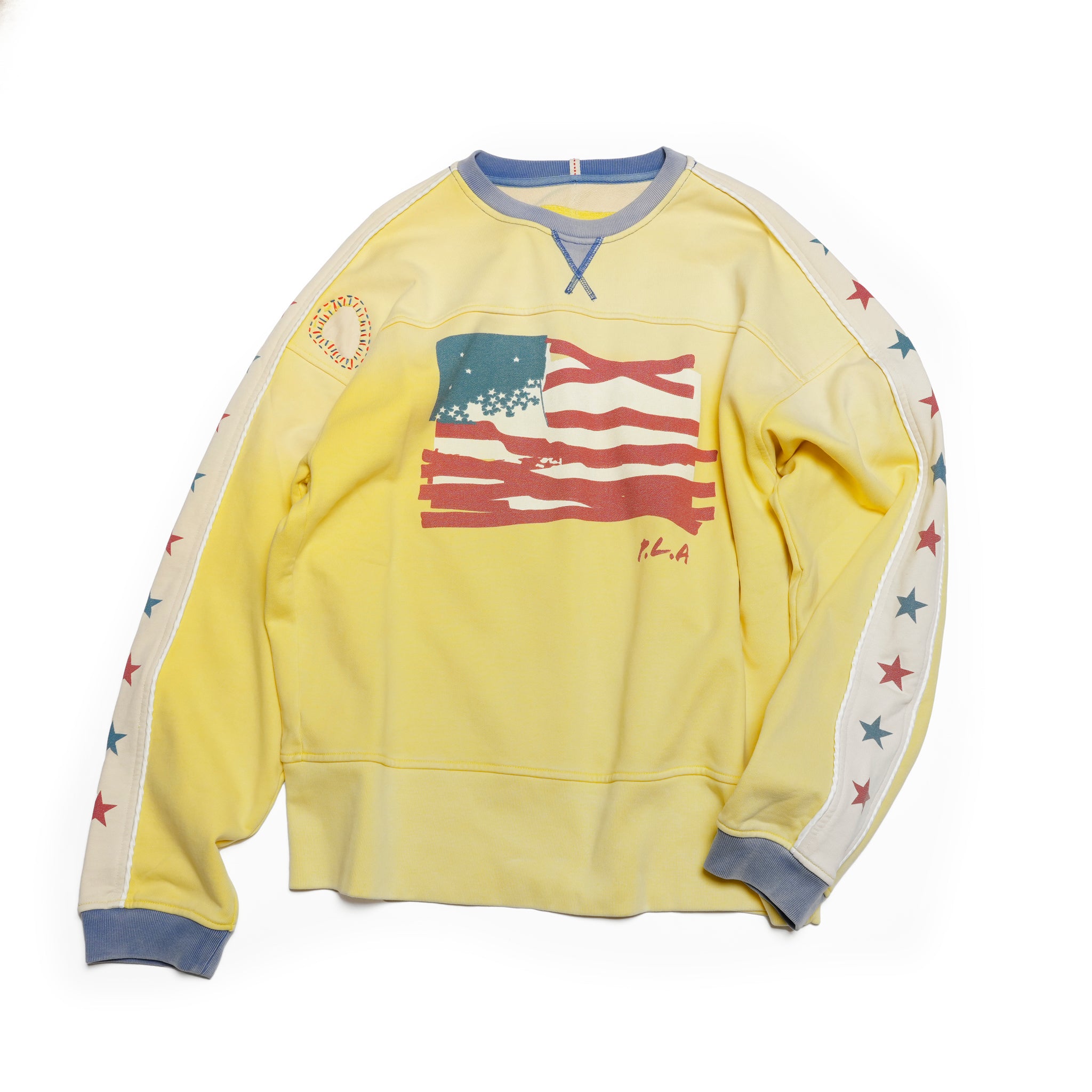 Star crew neck | Color_Yellow | No_pla25awt09-1_yellow【PLATEAU STUDIO_プラトー スタジオ】