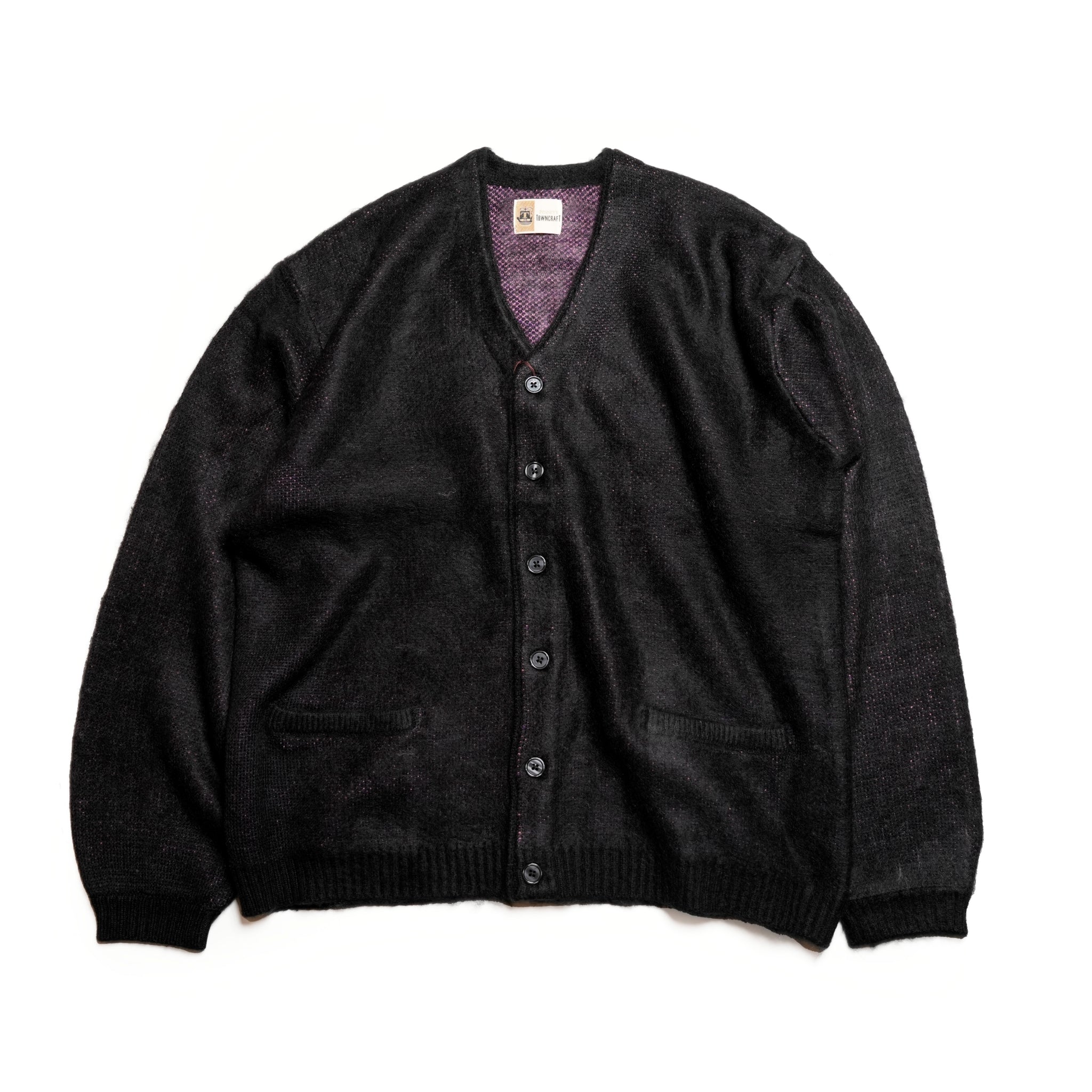 tc24f010_BLACK | shaggy color cardigan | Color:Black【TOWNCRAFT_タウンクラフト】