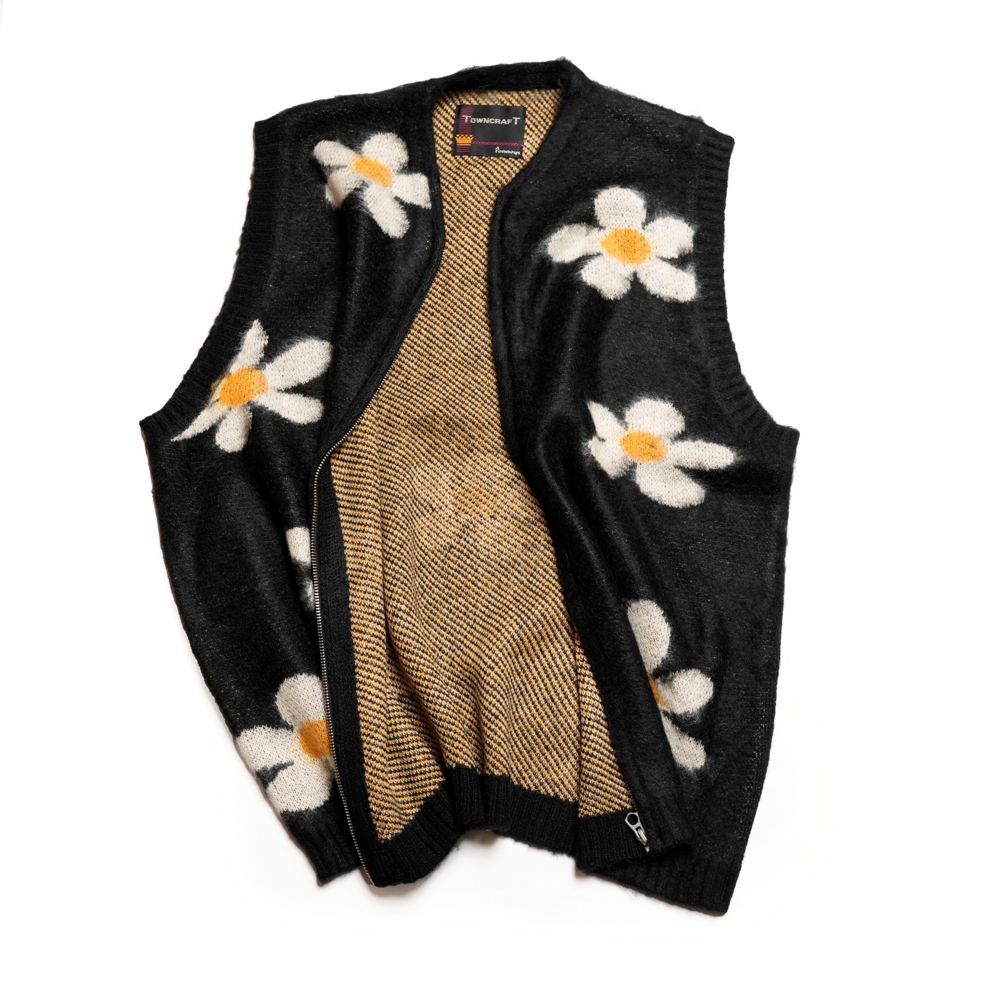 tc24f012_Flower | Shaggy Vintage Pattern Zip Vest | Color:Flower【TOWNCRAFT_タウンクラフト】