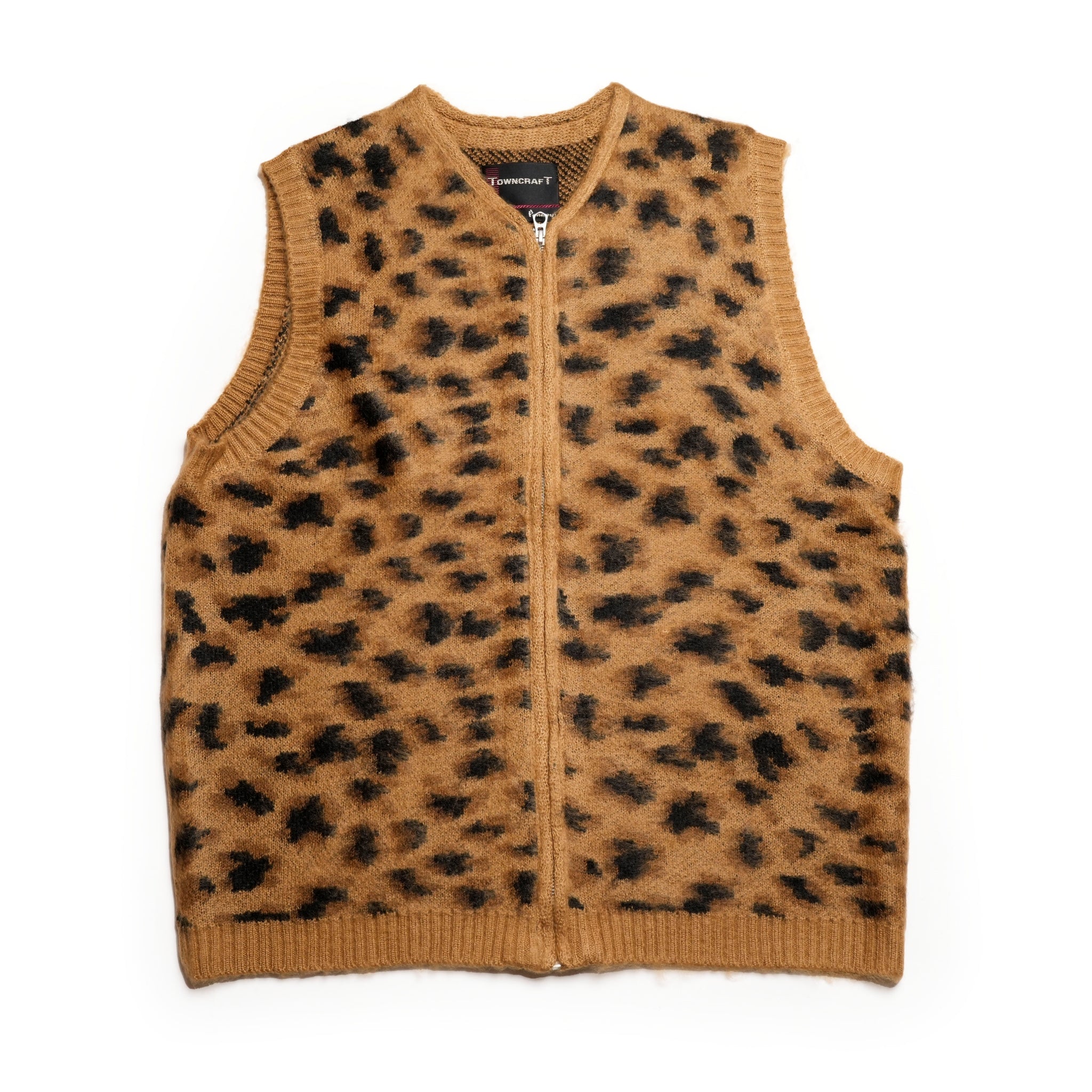 tc24f012_Leopard | Shaggy Vintage Pattern Zip Vest | Color:Leopard【TOWNCRAFT_タウンクラフト】