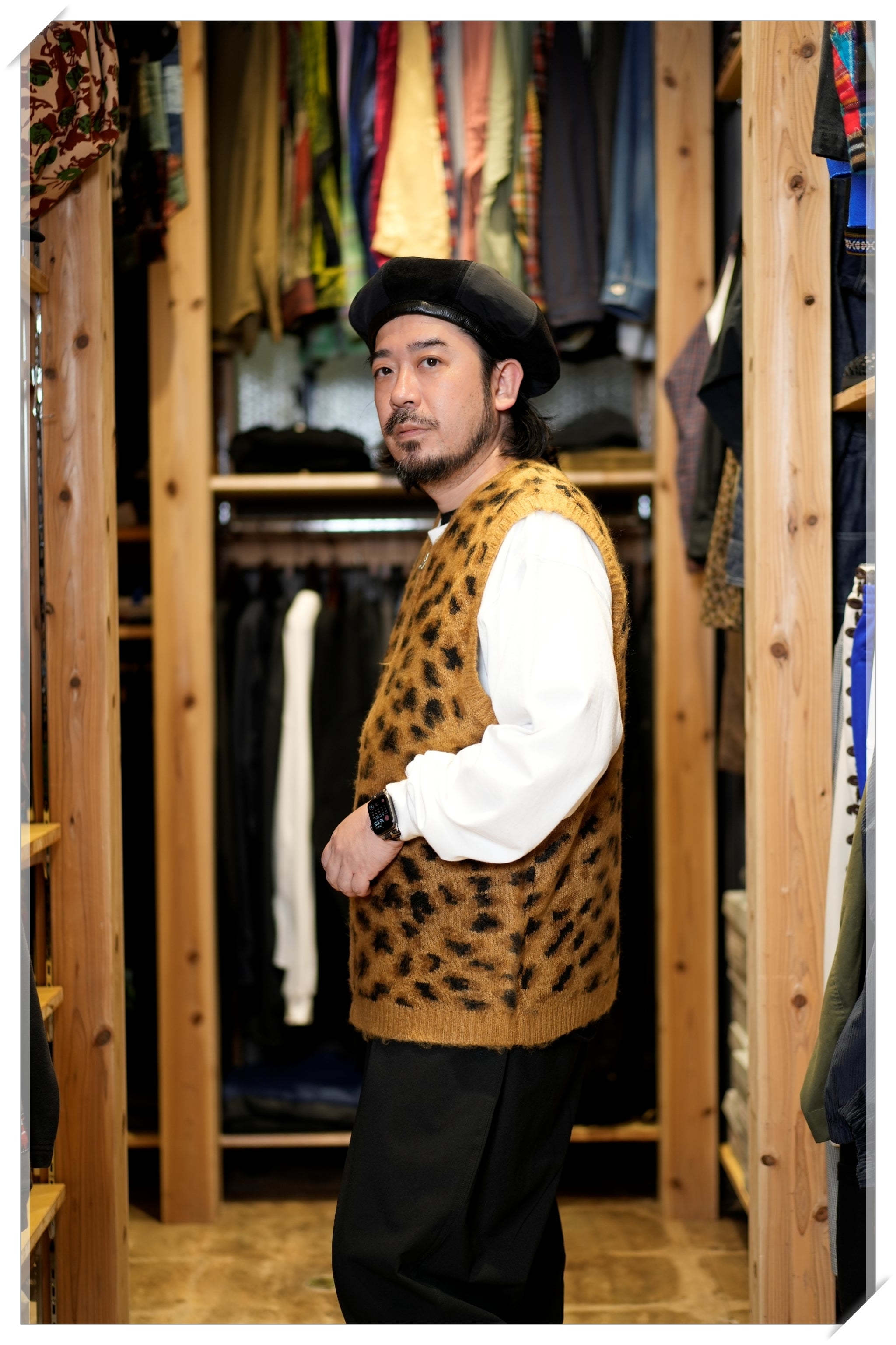 tc24f012_Leopard | Shaggy Vintage Pattern Zip Vest | Color:Leopard【TOWNCRAFT_タウンクラフト】