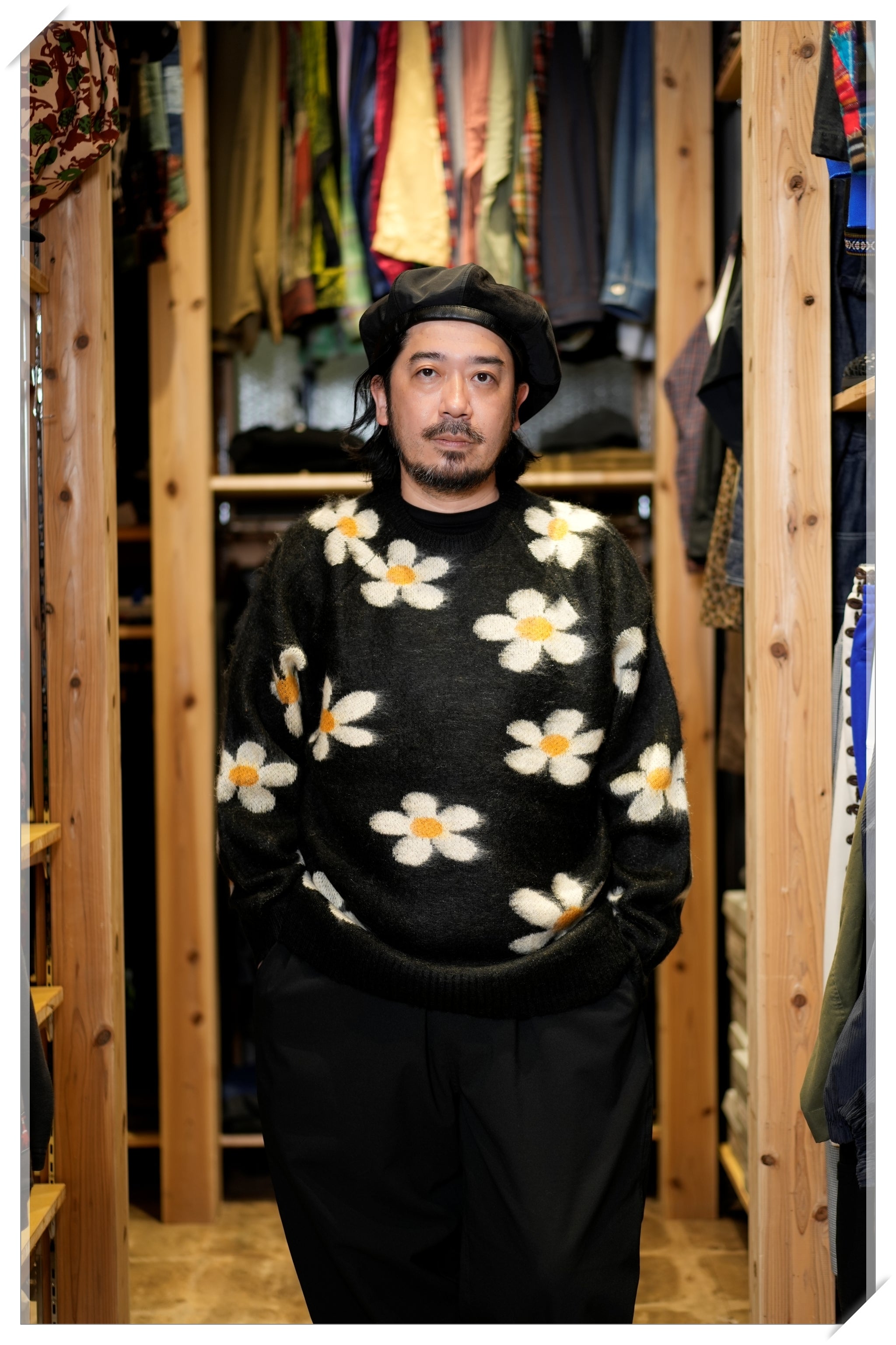 tc24f013_Flower | Shaggy Raglan Crew Sweater | Color:Flower【TOWNCRAFT_タウンクラフト】