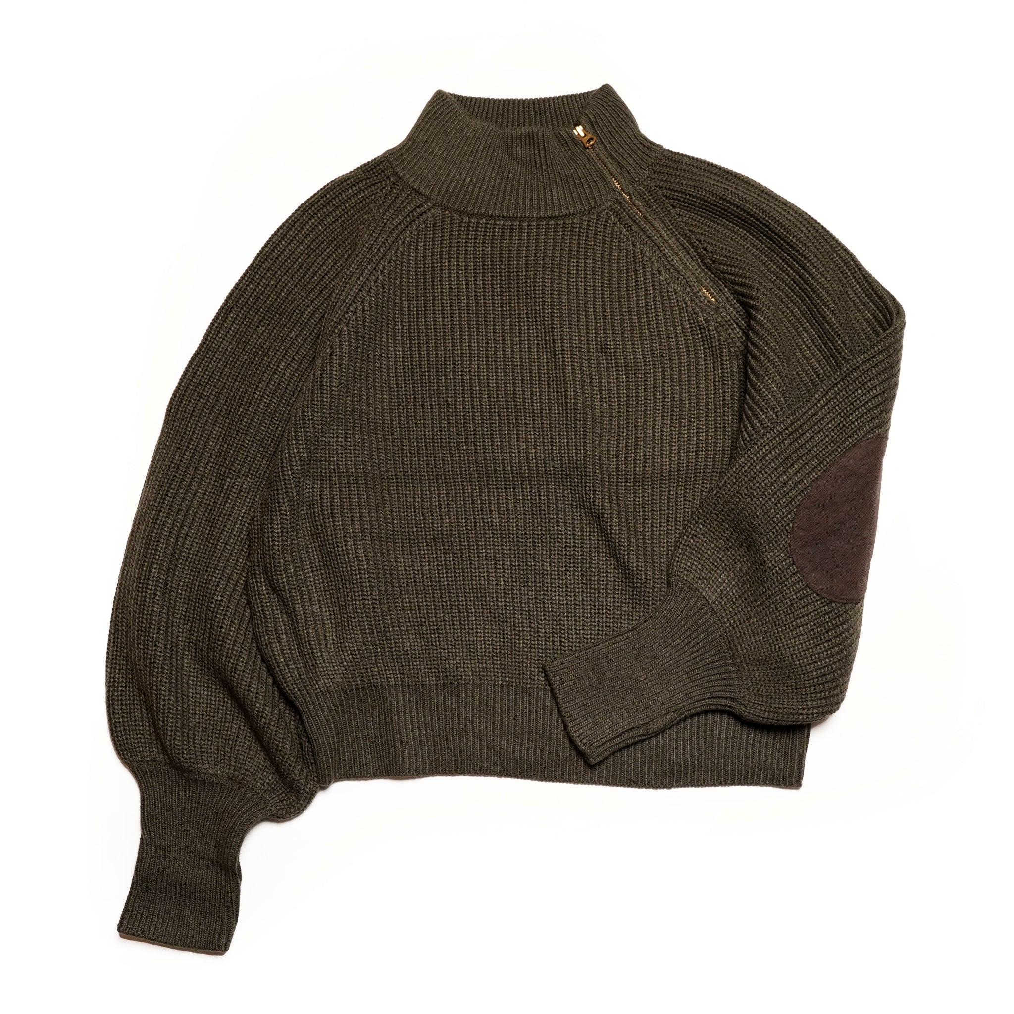 MIL24FKN3031_KHAKI | HALF ZIP MIL KNIT TOP | Color:Khaki【KHA:KI_カーキ】