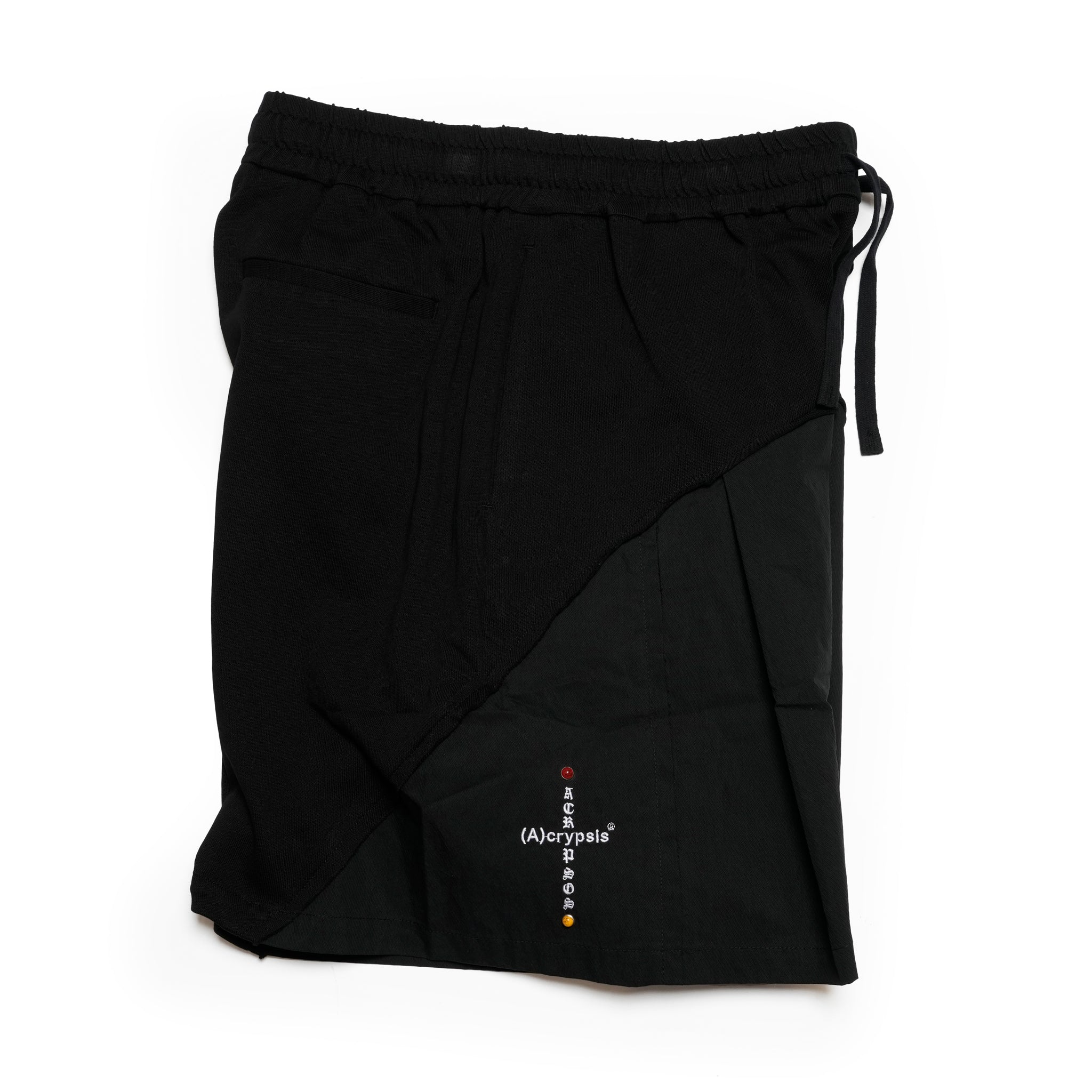(A)crypsis® 25S/S - (𝕬)𝖈𝖗𝖞𝖕𝖘𝖎𝖘 My Life Mixed-Material Pleated Shorts / Black | SIze_Free【(A)CRYPSIS®】