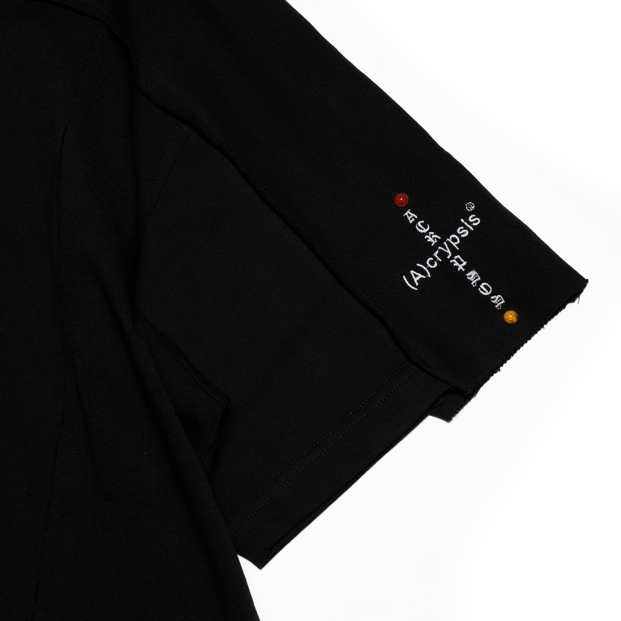 (A)crypsis® 25S/S - (𝕬)𝖈𝖗𝖞𝖕𝖘𝖎𝖘 My Life Raw-Edge Patchwork Embroidered Top / Black | SIze_Free【(A)CRYPSIS®】