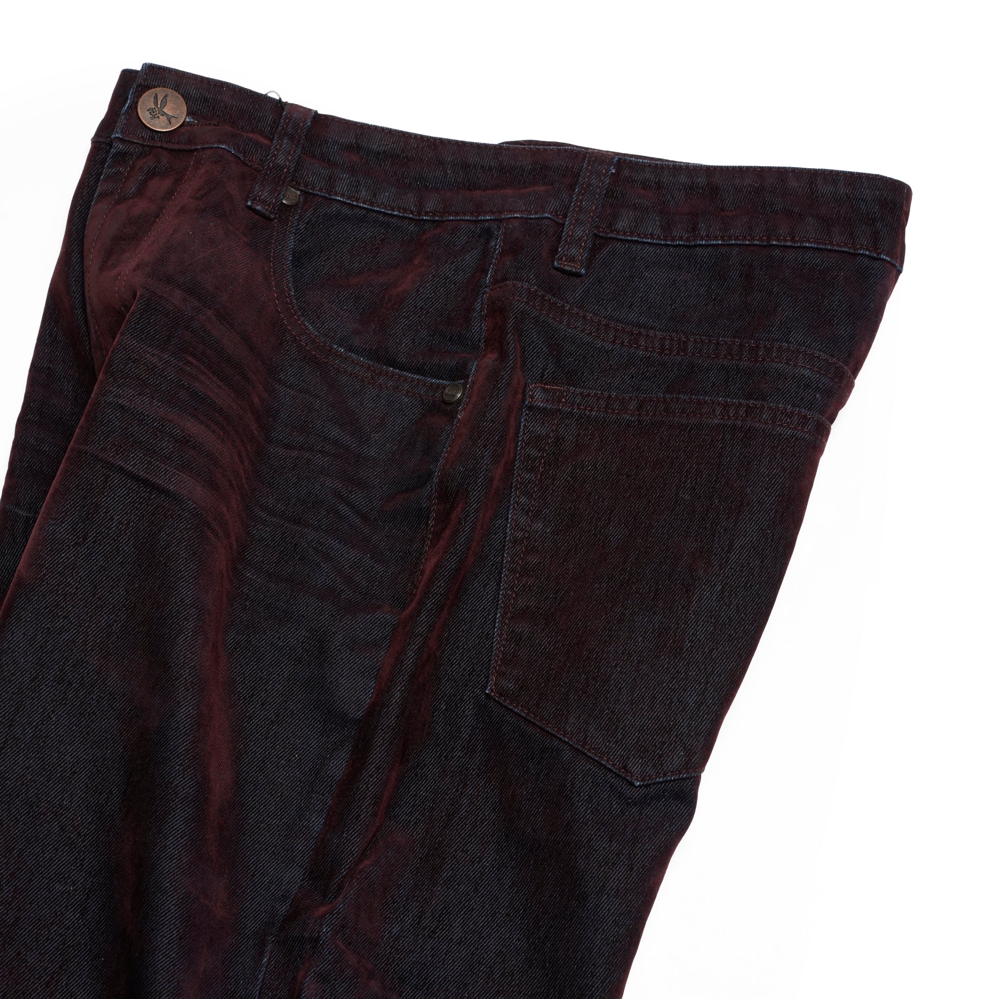 JACKSON MID WAIST WIDE LEG VELVET FINISH DENIM JEANS | Color_Flocked Maroon | No_27241_flocked maroon【ONE TEASPOON_ワンティースプーン】