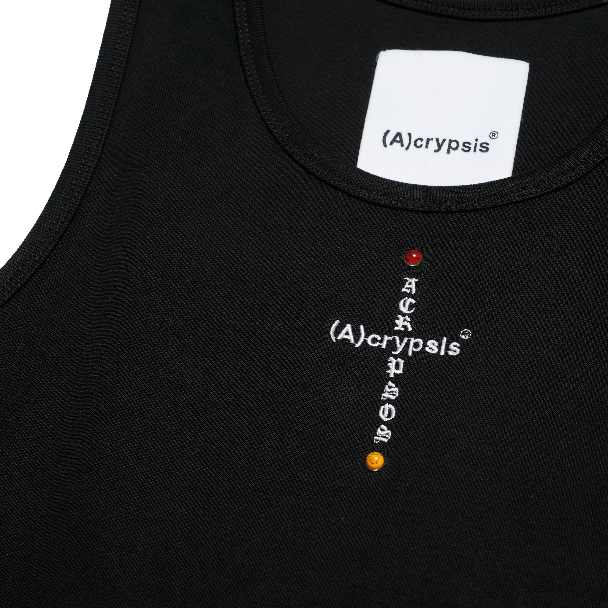 (A)crypsis® 25S/S - ((𝕬)𝖈𝖗𝖞𝖕𝖘𝖎𝖘 My Life Stretch Ribbed Tank Top / Black | SIze_M【(A)CRYPSIS®】