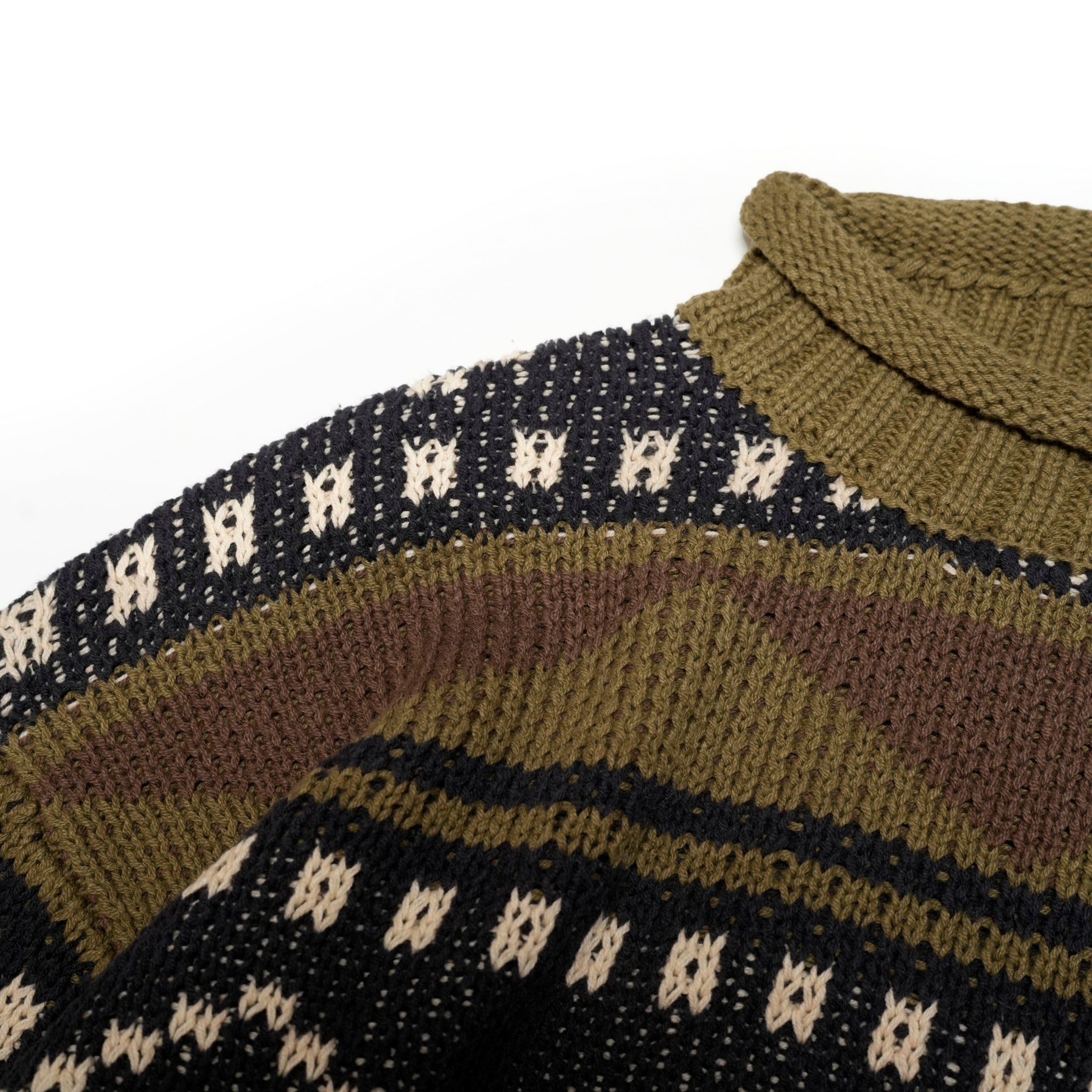 M-2404463 | Lowgage retoro geometric pattern roll neck knit | Brown【MODEM DESIGN_モデムデザイン】