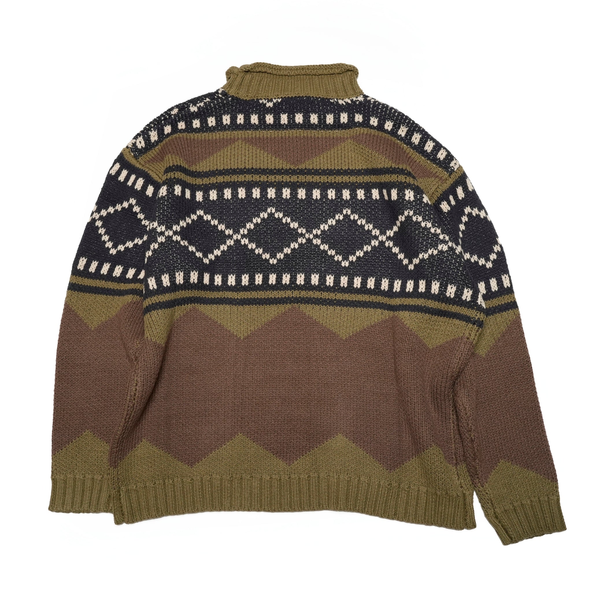 M-2404463 | Lowgage retoro geometric pattern roll neck knit | Brown【MODEM DESIGN_モデムデザイン】