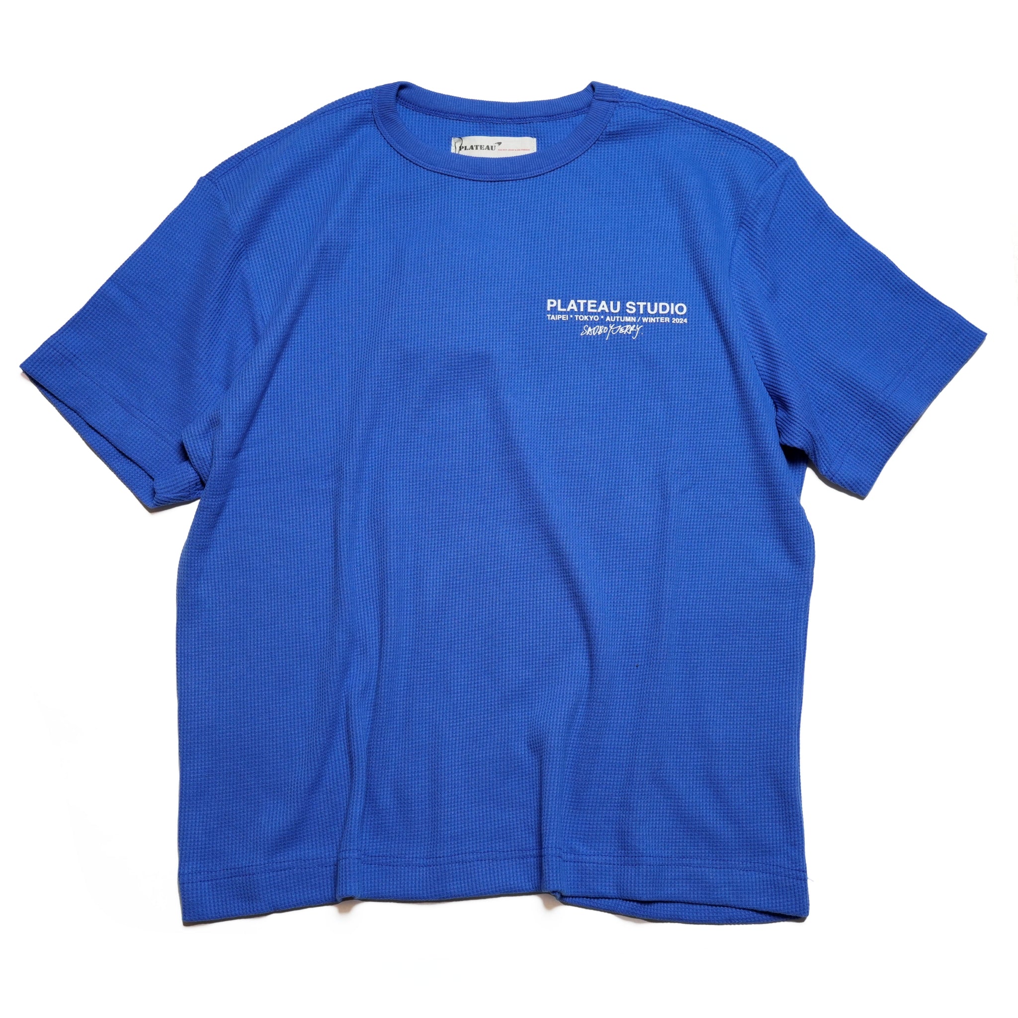 Pla24awtee01-2_blue | 2024 logo waffle tee | Color:Blue【PLATEAU STUDIO_プラトー スタジオ】