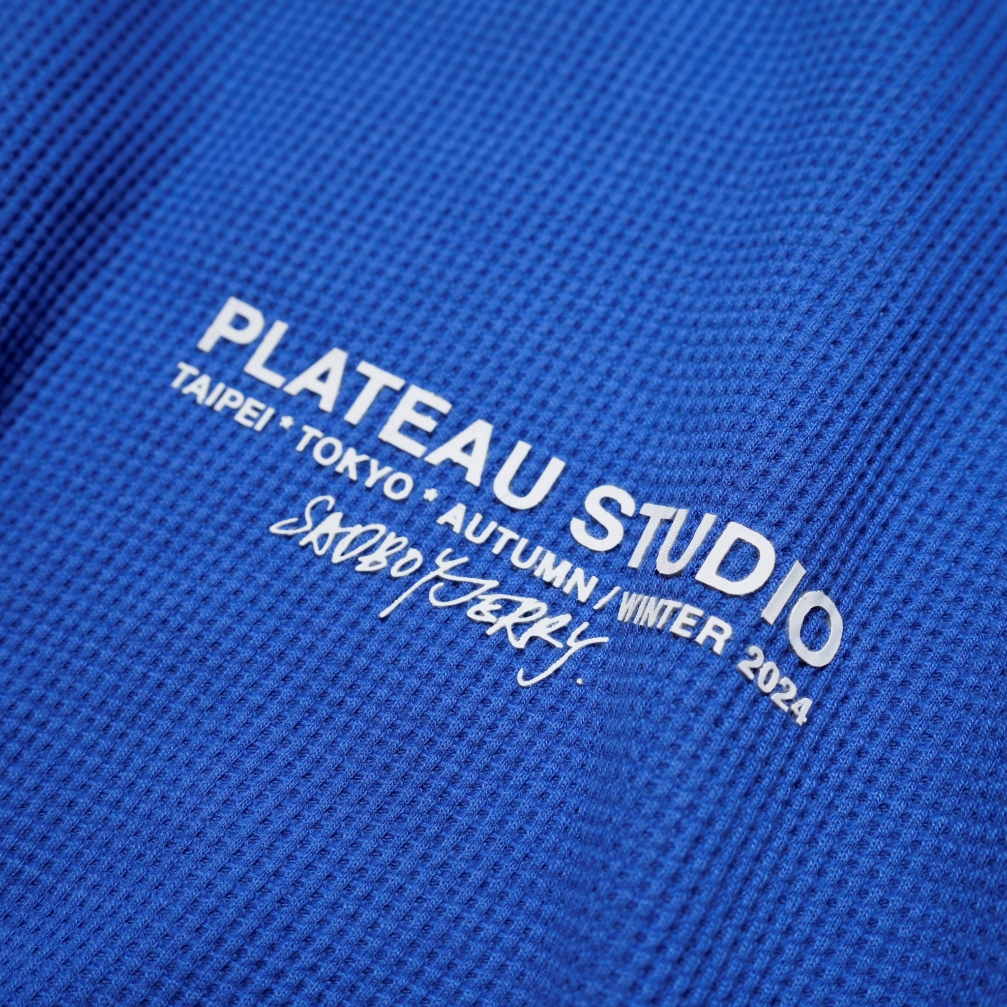 Pla24awtee01-2_blue | 2024 logo waffle tee | Color:Blue【PLATEAU STUDIO_プラトー スタジオ】