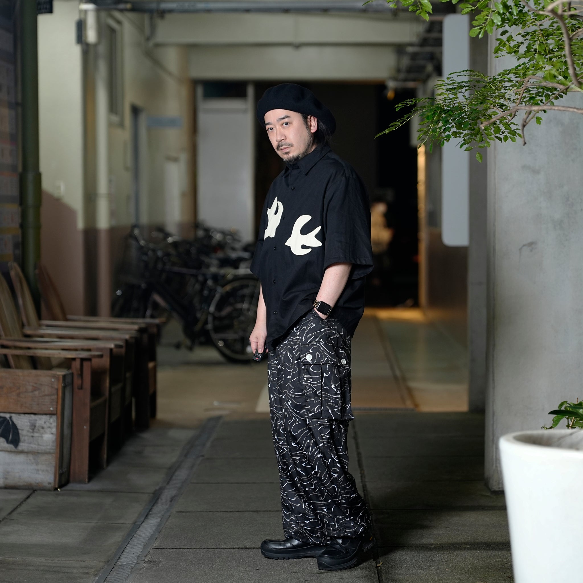 31SM01BLM131BLK_Black | Cameron Bird Shirt | Color:Black【SISTER JANE_シスタージェーン】