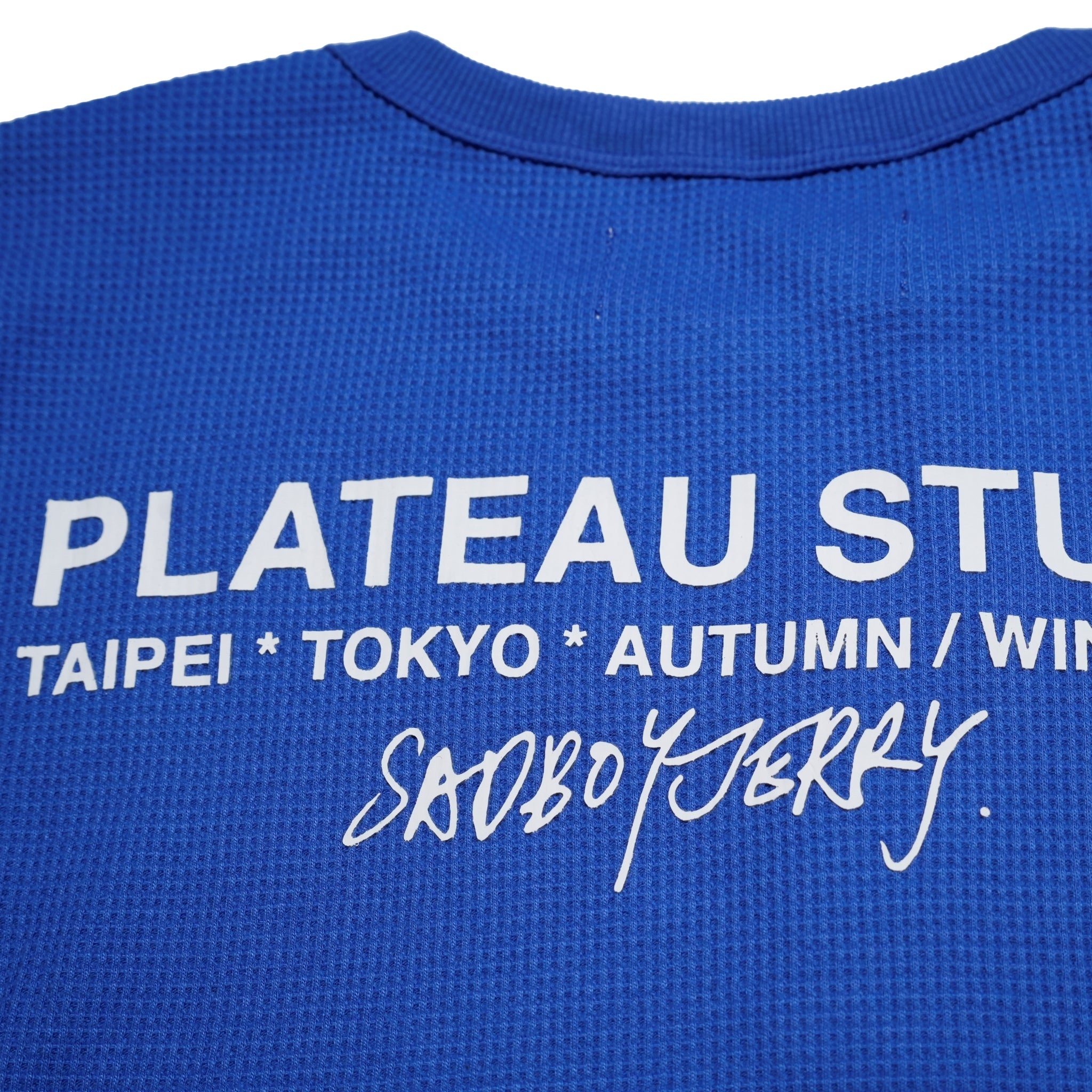 Pla24awtee01-2_blue | 2024 logo waffle tee | Color:Blue【PLATEAU STUDIO_プラトー スタジオ】