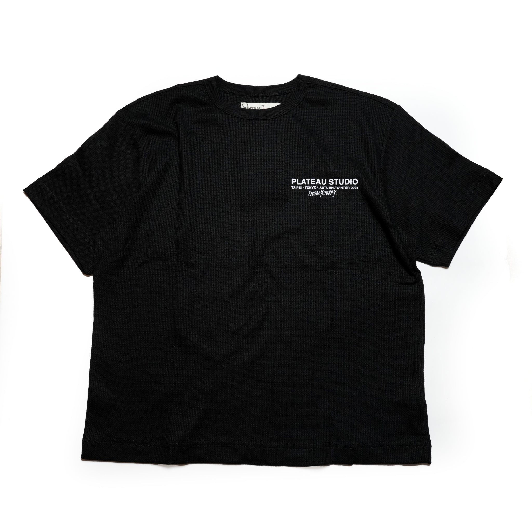 Pla24awtee01-3_black | 2024 logo waffle tee | Color:Black【PLATEAU STUDIO_プラトー スタジオ】