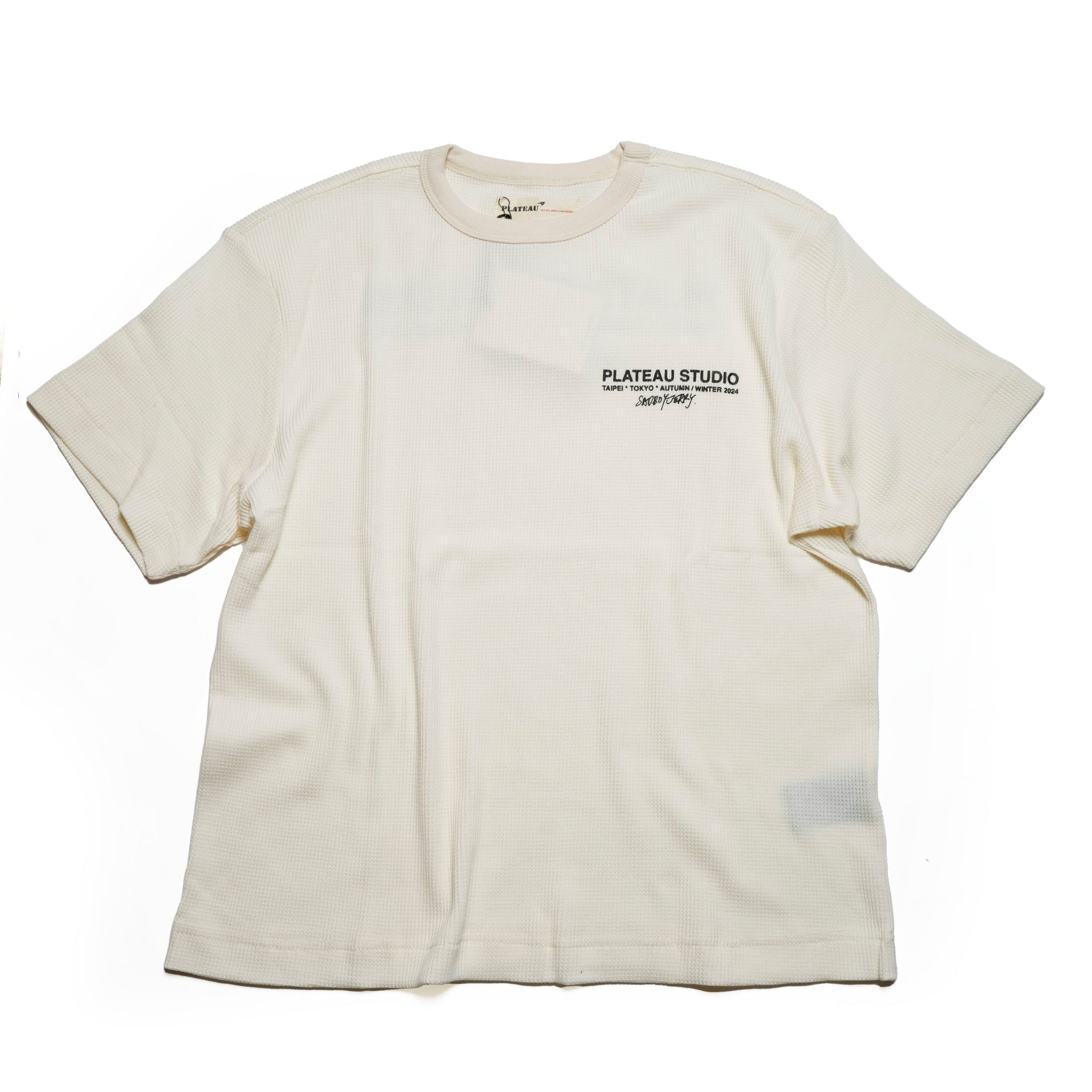 Pla24awtee01-1_light beige | 2024 logo waffle tee | Color:Light Beige【PLATEAU STUDIO_プラトー スタジオ】