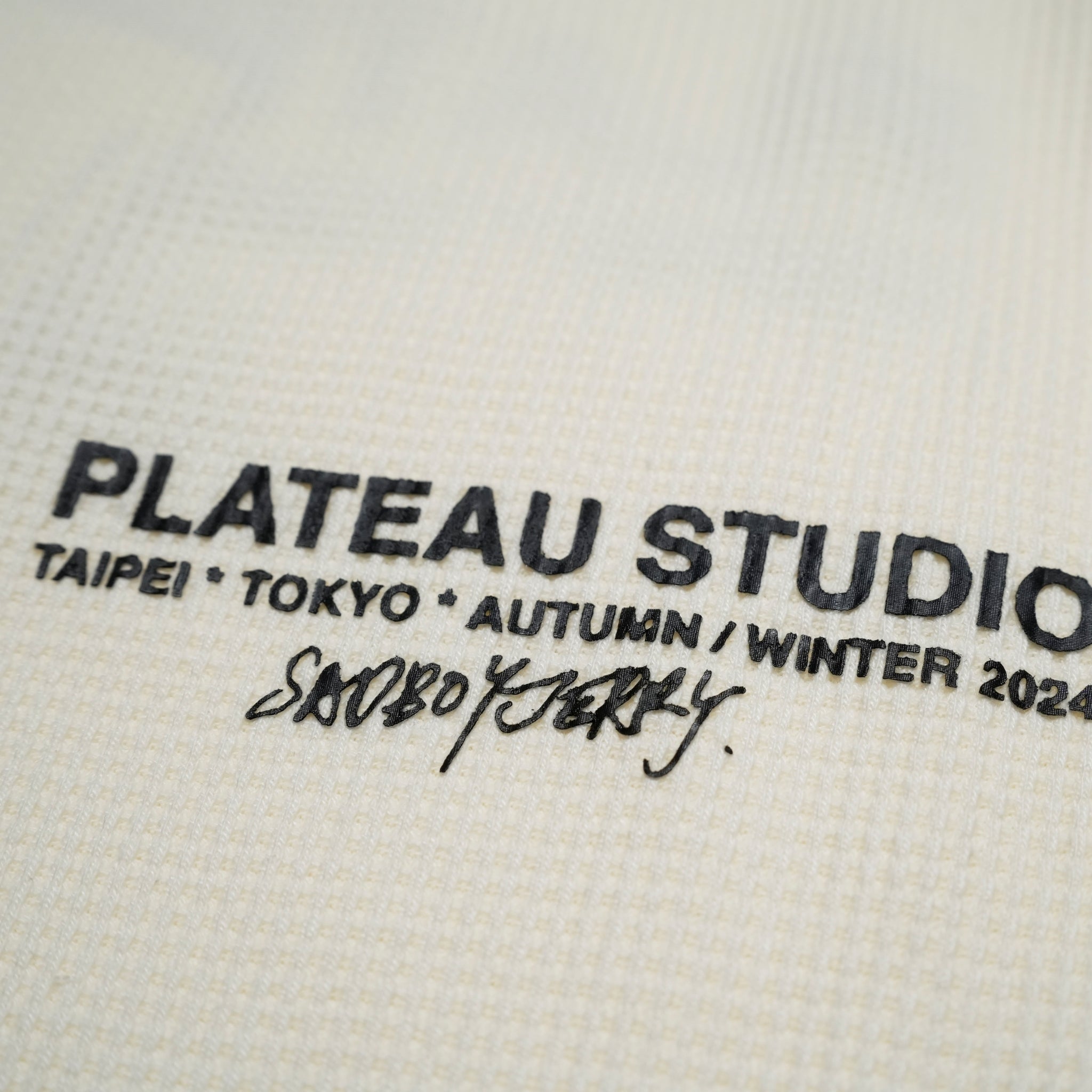 Pla24awtee01-1_light beige | 2024 logo waffle tee | Color:Light Beige【PLATEAU STUDIO_プラトー スタジオ】