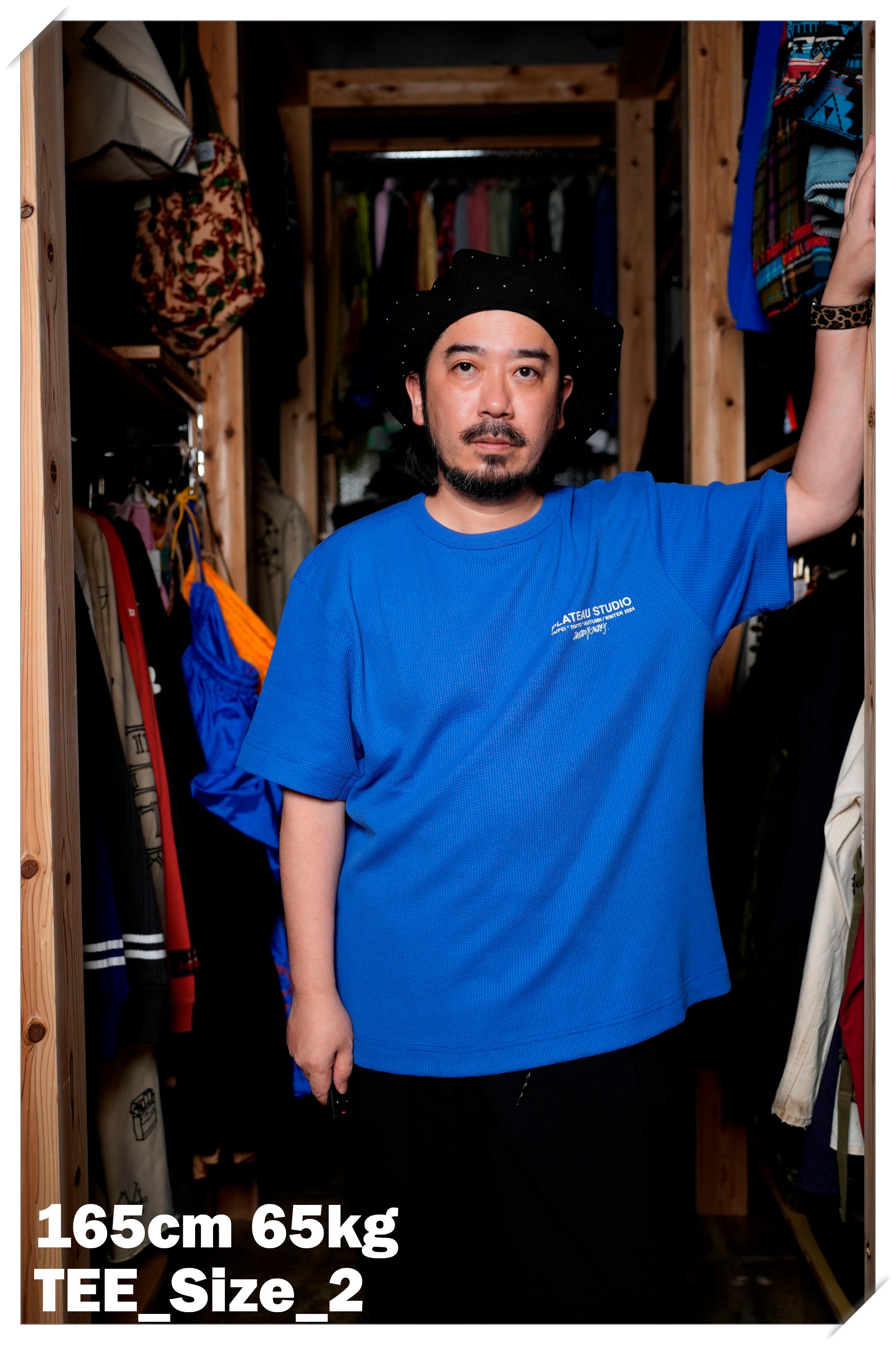 Pla24awtee01-2_blue | 2024 logo waffle tee | Color:Blue【PLATEAU STUDIO_プラトー スタジオ】