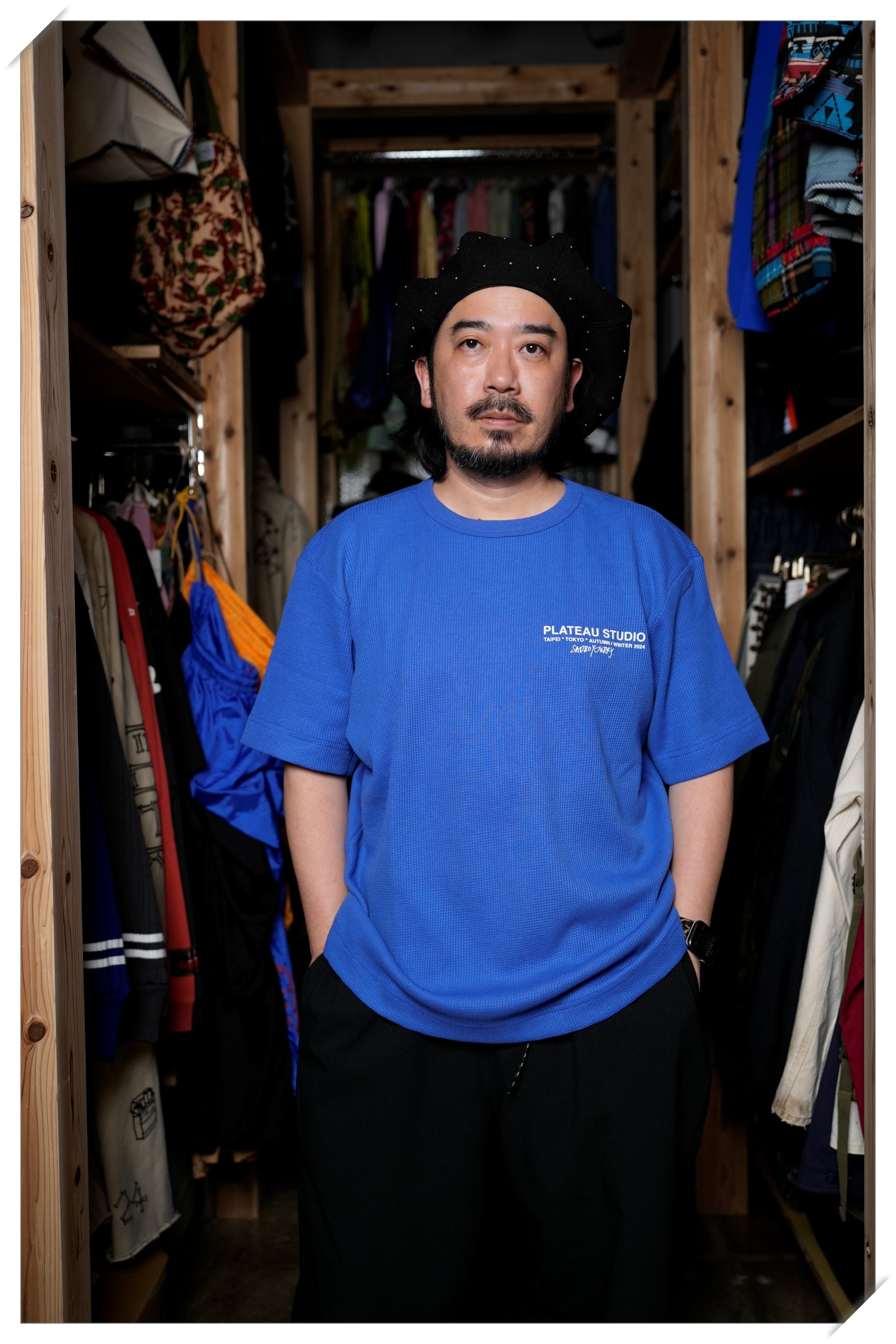 Pla24awtee01-2_blue | 2024 logo waffle tee | Color:Blue【PLATEAU STUDIO_プラトー スタジオ】