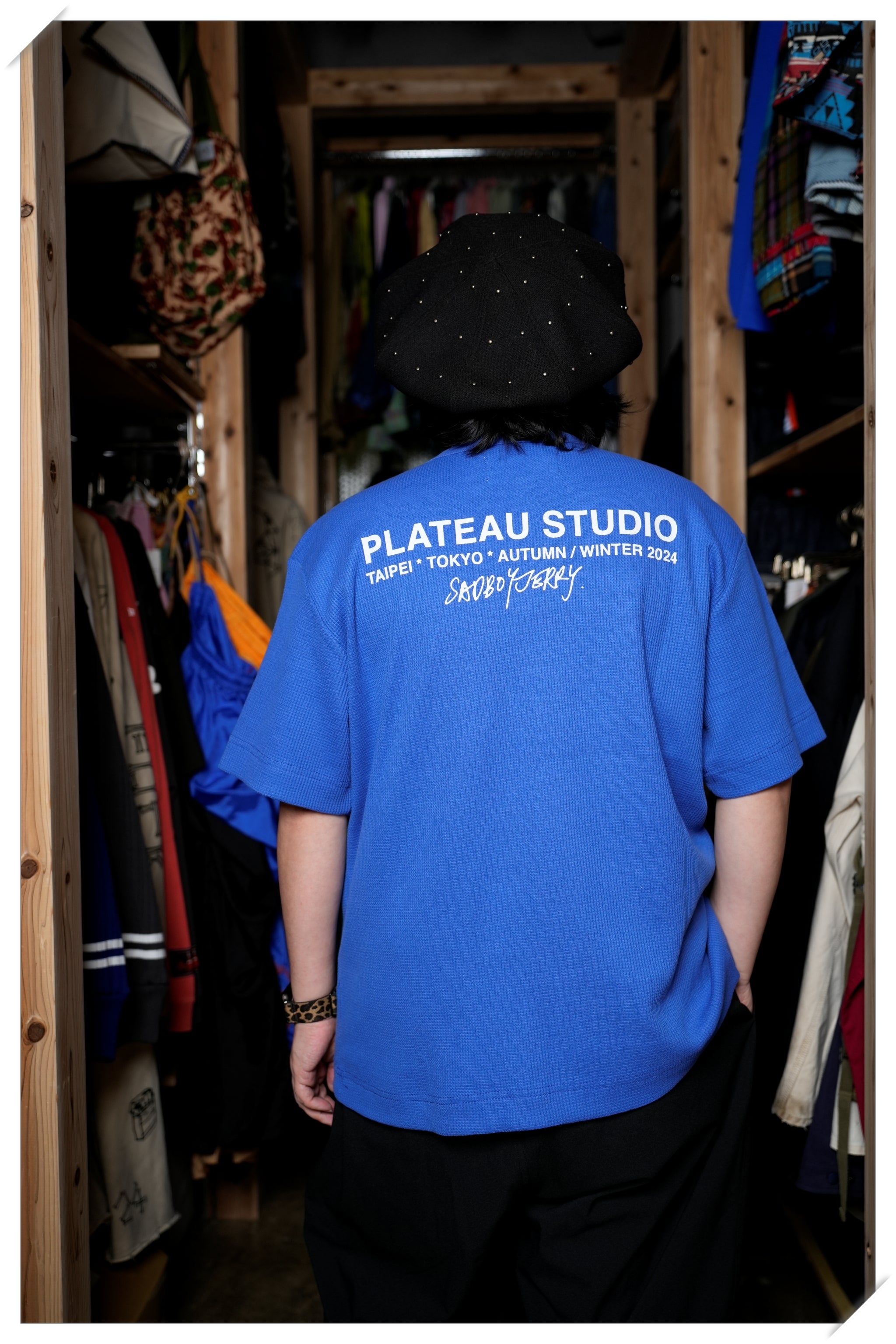 Pla24awtee01-2_blue | 2024 logo waffle tee | Color:Blue【PLATEAU STUDIO_プラトー スタジオ】