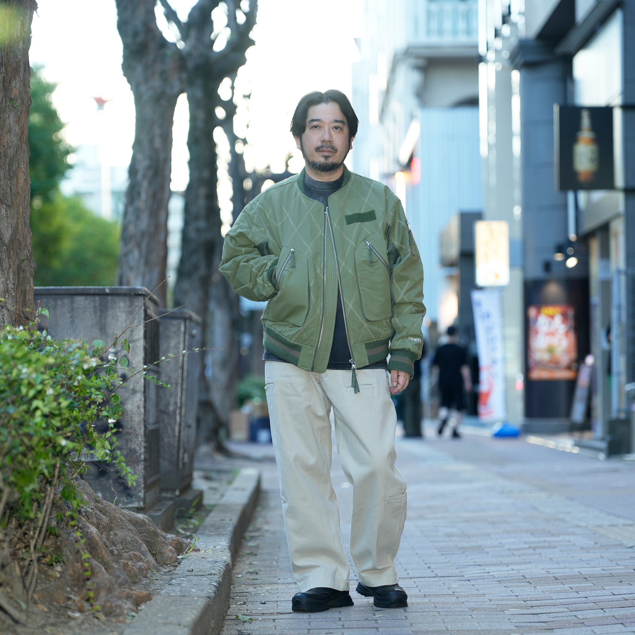 Stripe rib flight jacket | Color_Olive | No_pla25awj09-2_olive【PLATEAU STUDIO_プラトー スタジオ】