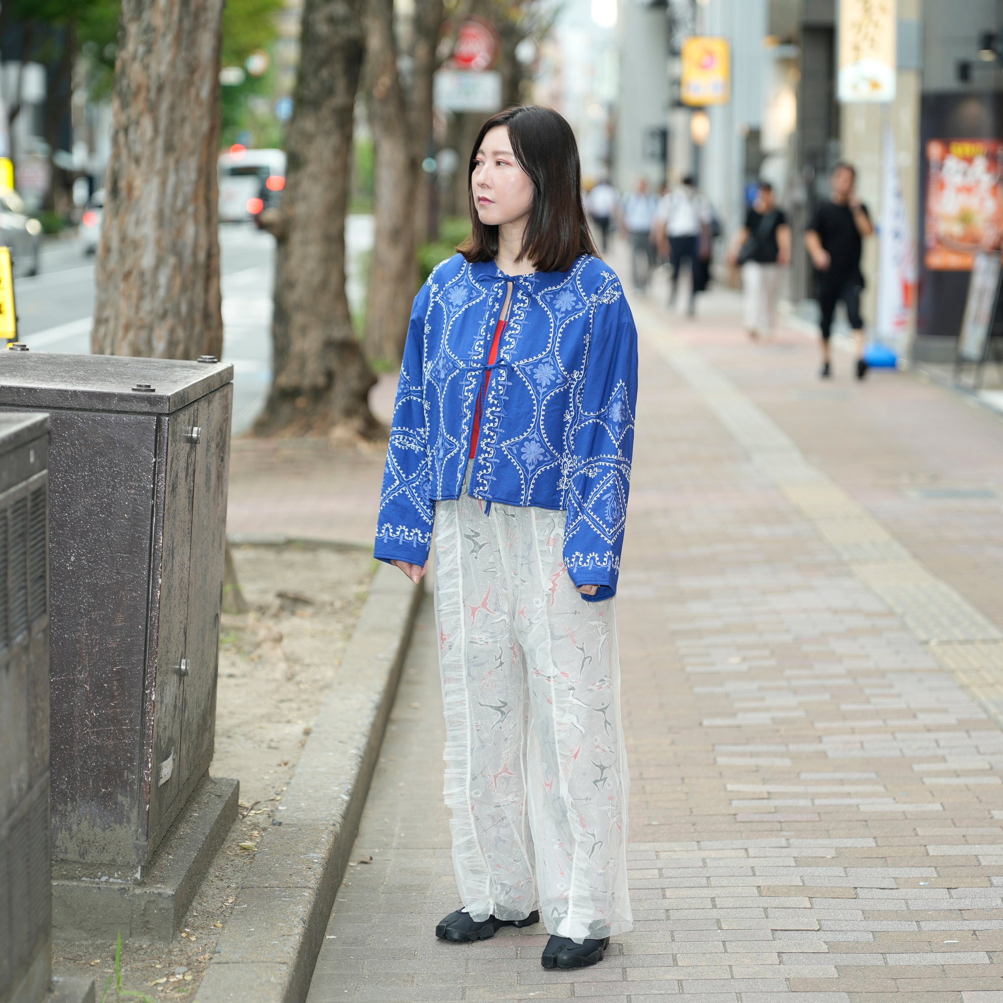 サラマリカ　Cotton Linen Aari Embroidery Pants COTTON LINEN AARI EMBROIDERY – Blue | SARAMALLIKA