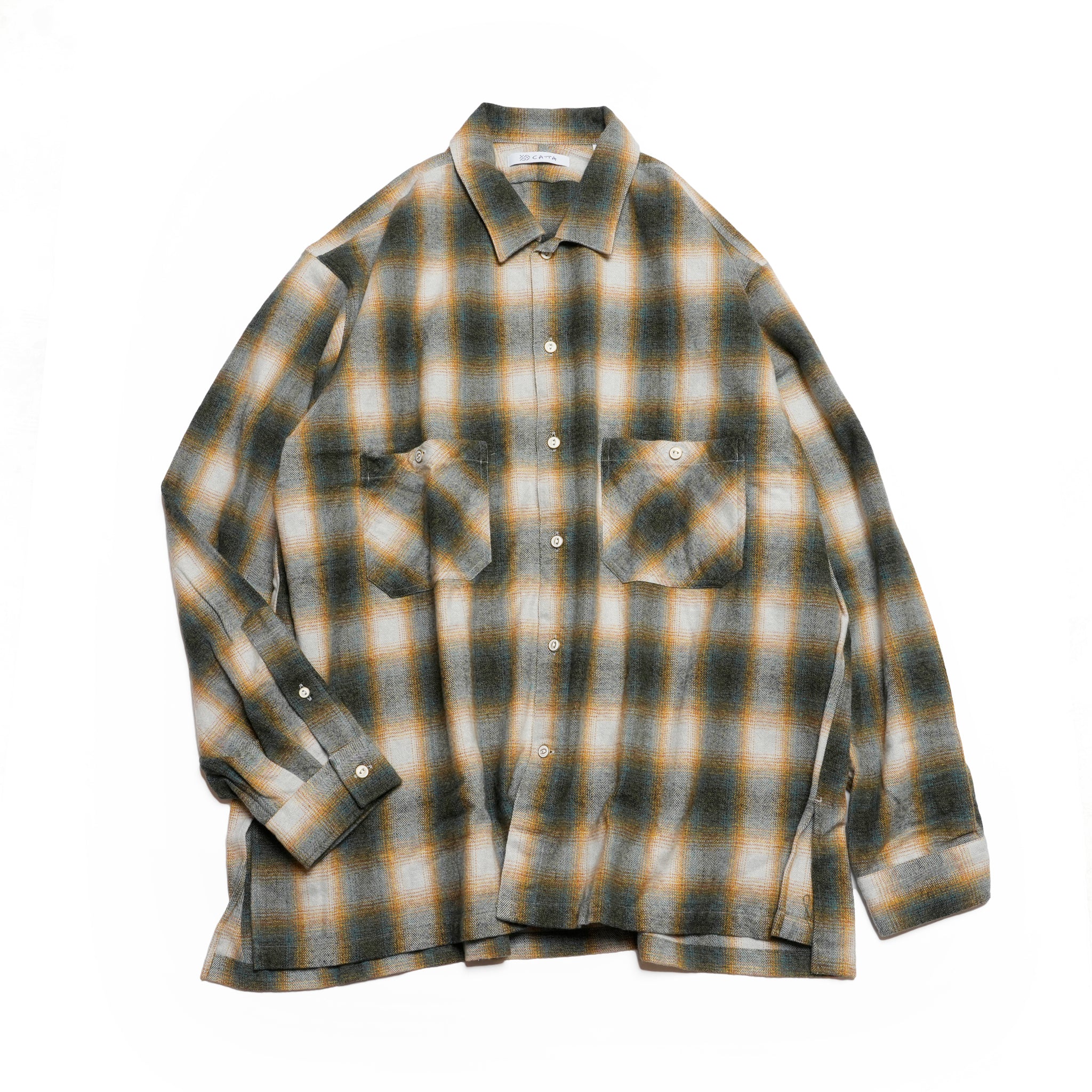 W POCKET SHIRT-OMBRE CHECK | Color_Green | No_wp-03_green【CATTA_カッタ】