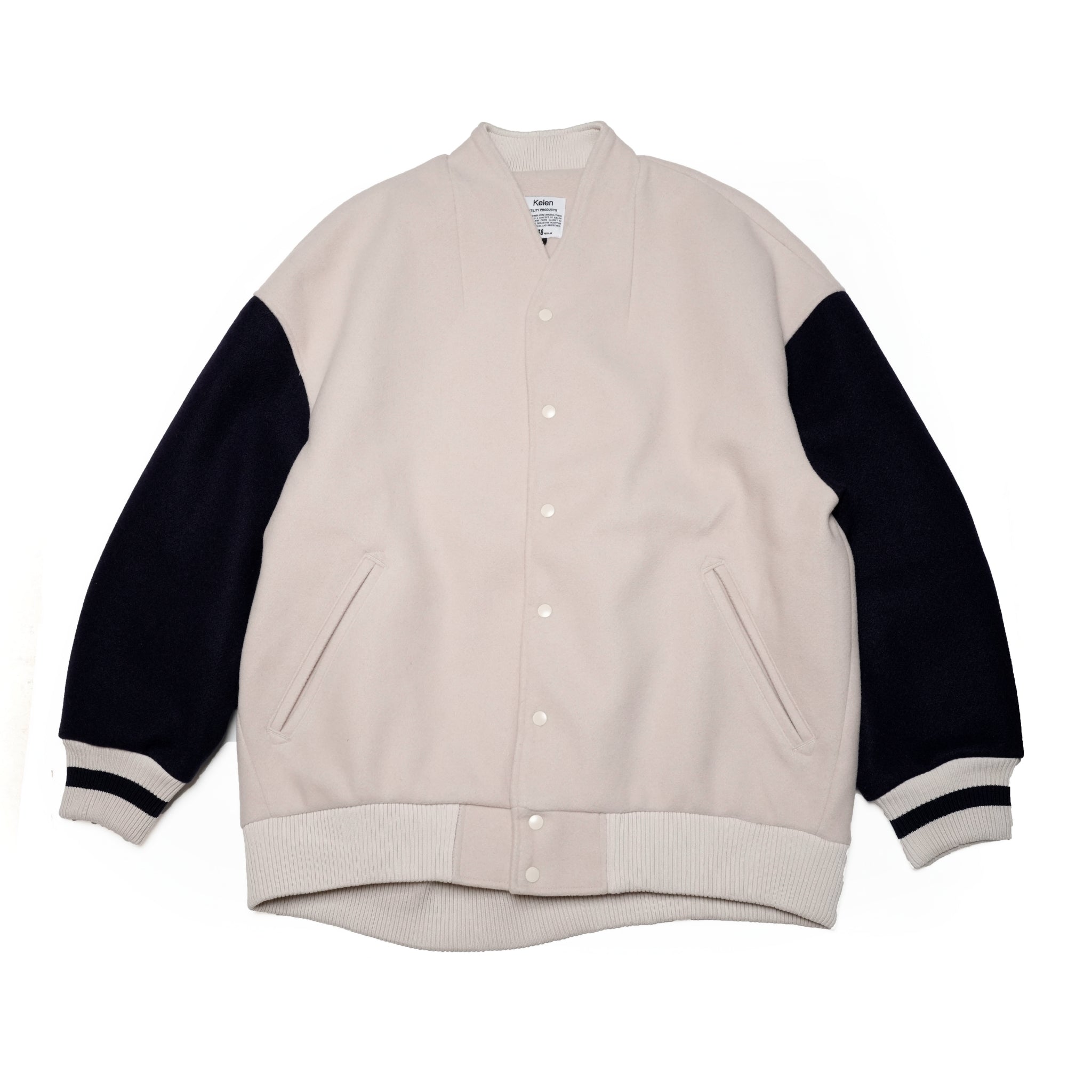 KLM24FJK1100_ECRU_NAVY | RIOT VARSITY | Color:Ecru_Navy【KELEN MEN_ケレン】