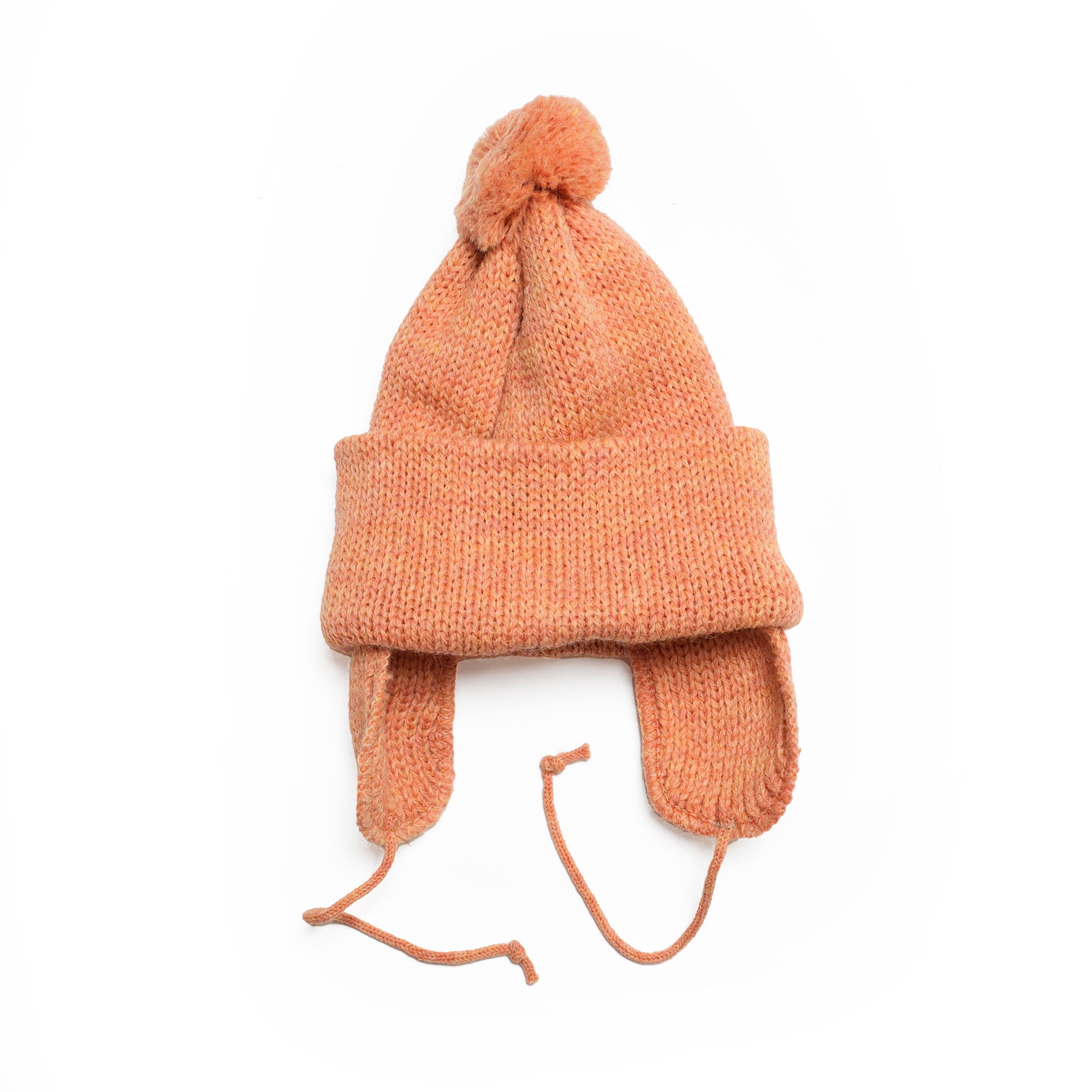 3g Solid Bobcap w/ear Cover&PomPom&Rope | Color_August Peach | No_hl-25fw-0007_mid grey natural【HIGHLAND 2000_ハイランドトゥーサウザンド】【ネコポス選択可能】