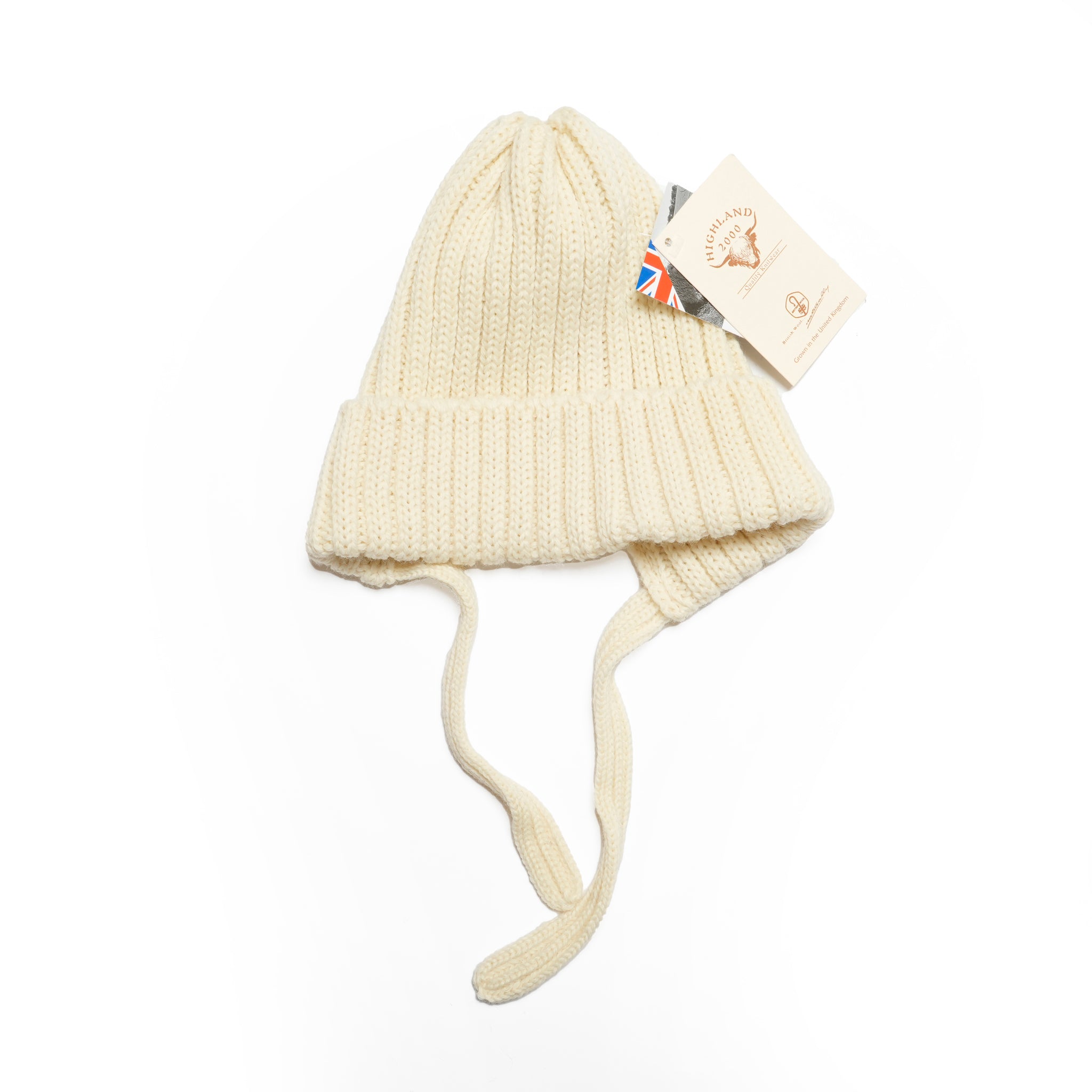 001 Bonnet with 23cm Tassles | Color_Pure Aran | No_hl-25fw-0034_pure aran【HIGHLAND 2000_ハイランドトゥーサウザンド】【ネコポス選択可能】