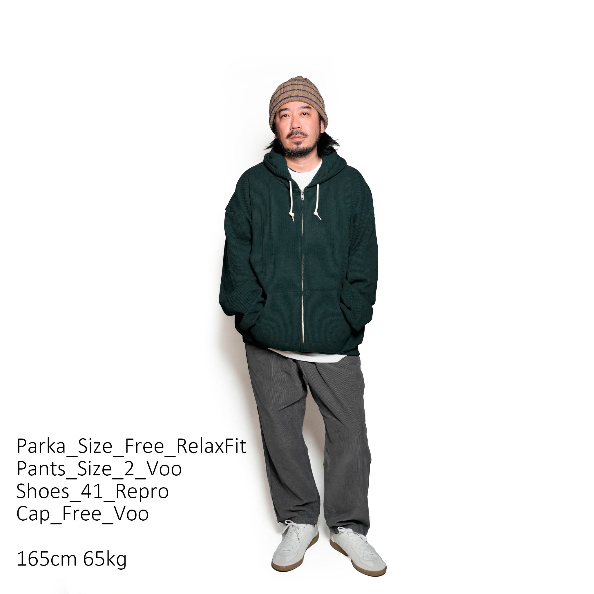 RELAX FIT №113 [ New orleans thermal zip hoodie ] Color:JungleGreen【RELAX FIT_リラックスフィット】