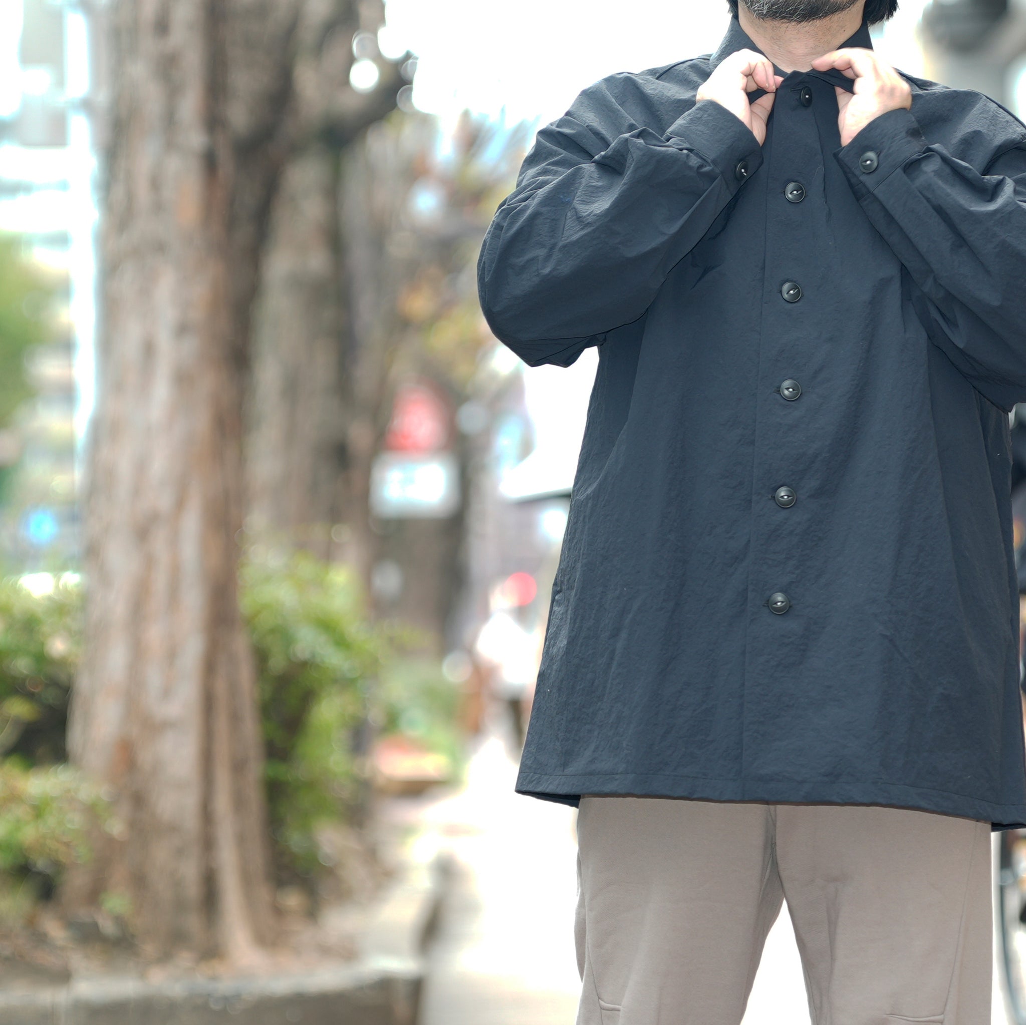 SHIRT COAT-SNOW NOISE TAFFETA | Color_Black | No_shco-02_black【CATTA_カッタ】