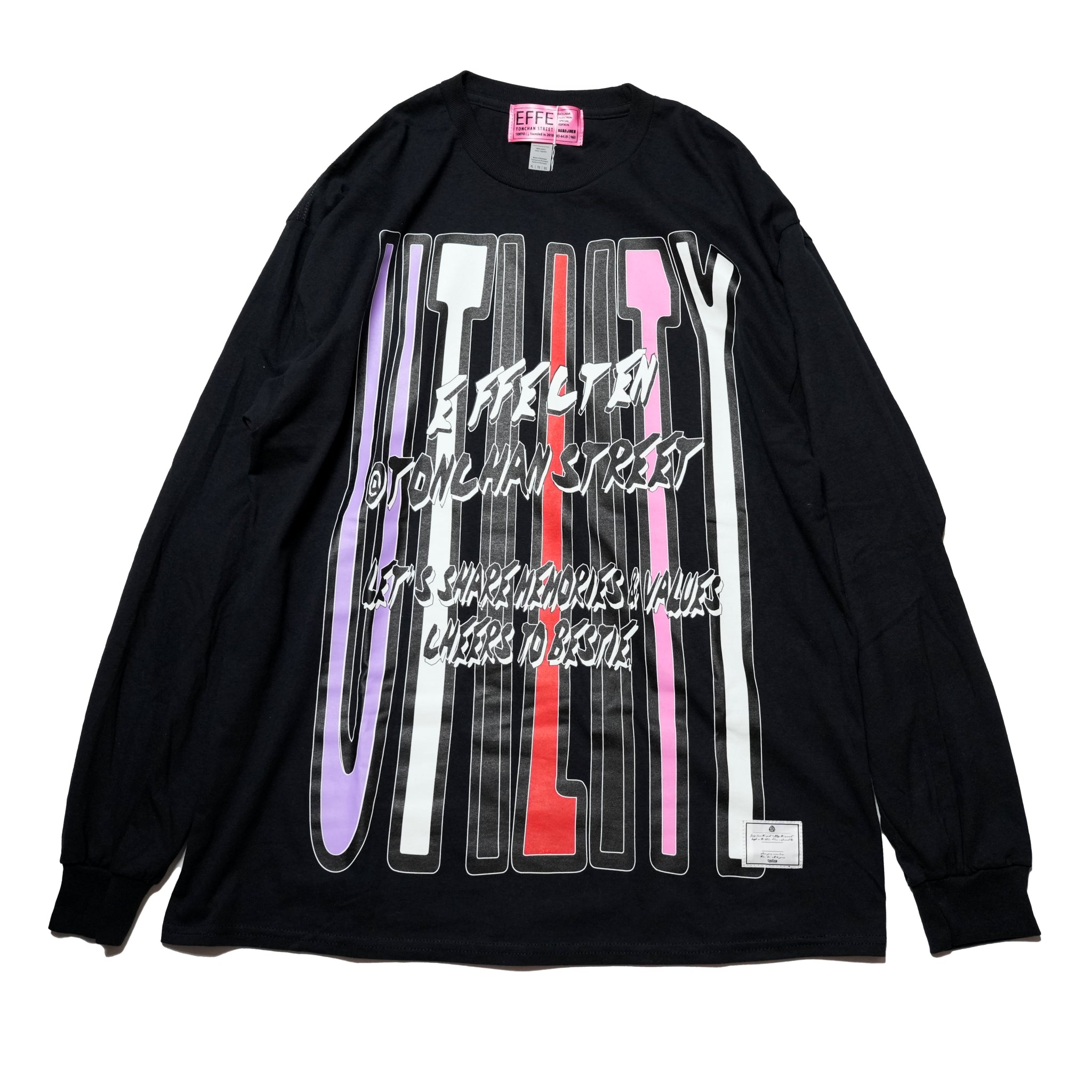 efxf-31_Black | Cheers To Bestie L/S Tee | Black【EFFECTEN_エフェクテン】