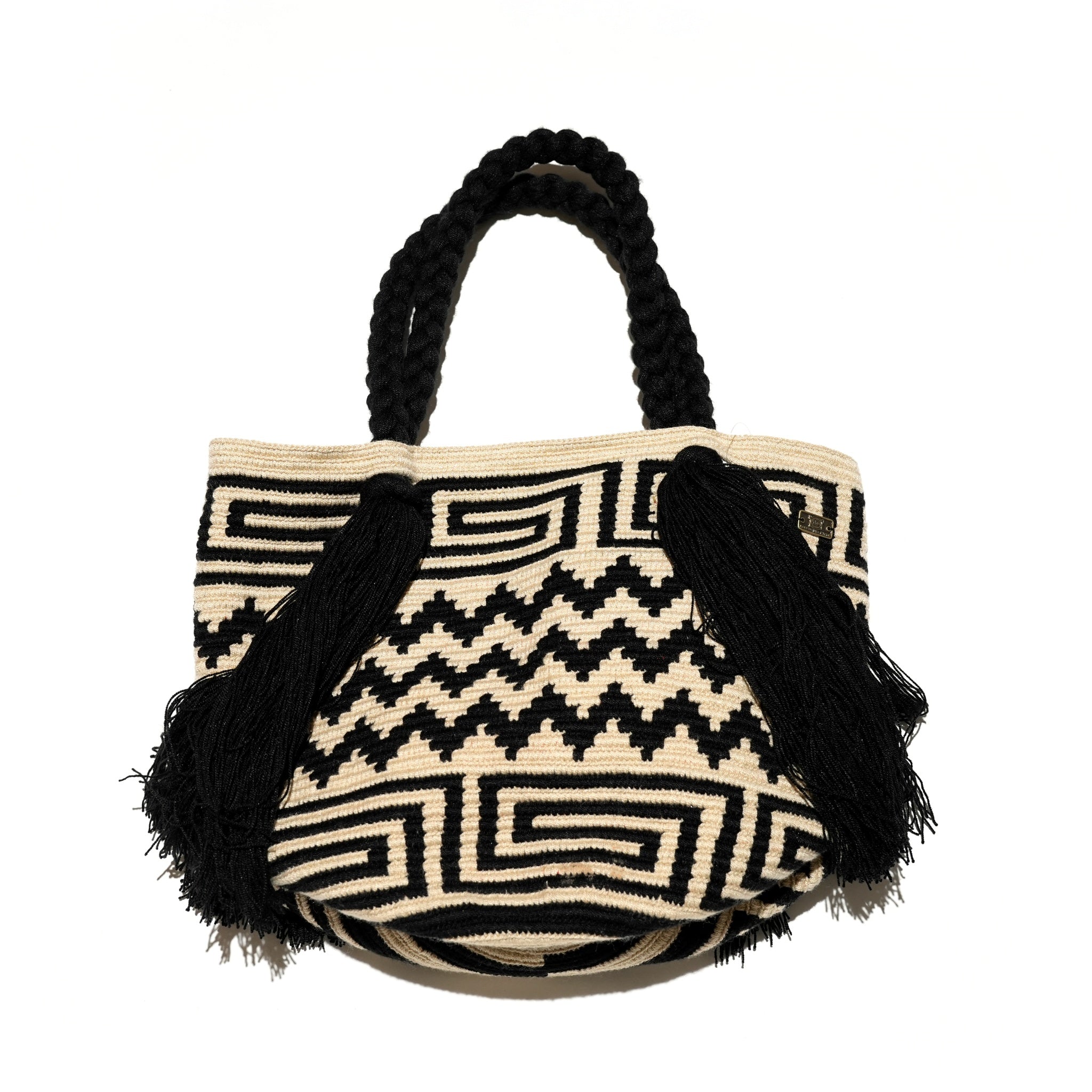 No:JA-24SS-TRAD1 | Name:TRADITIONAL Wayuú Purse in Classic Style  | Color:#87 Black-#139 Ivory【JARDIN DEL CIELO_ジャーディン デル シエロ】