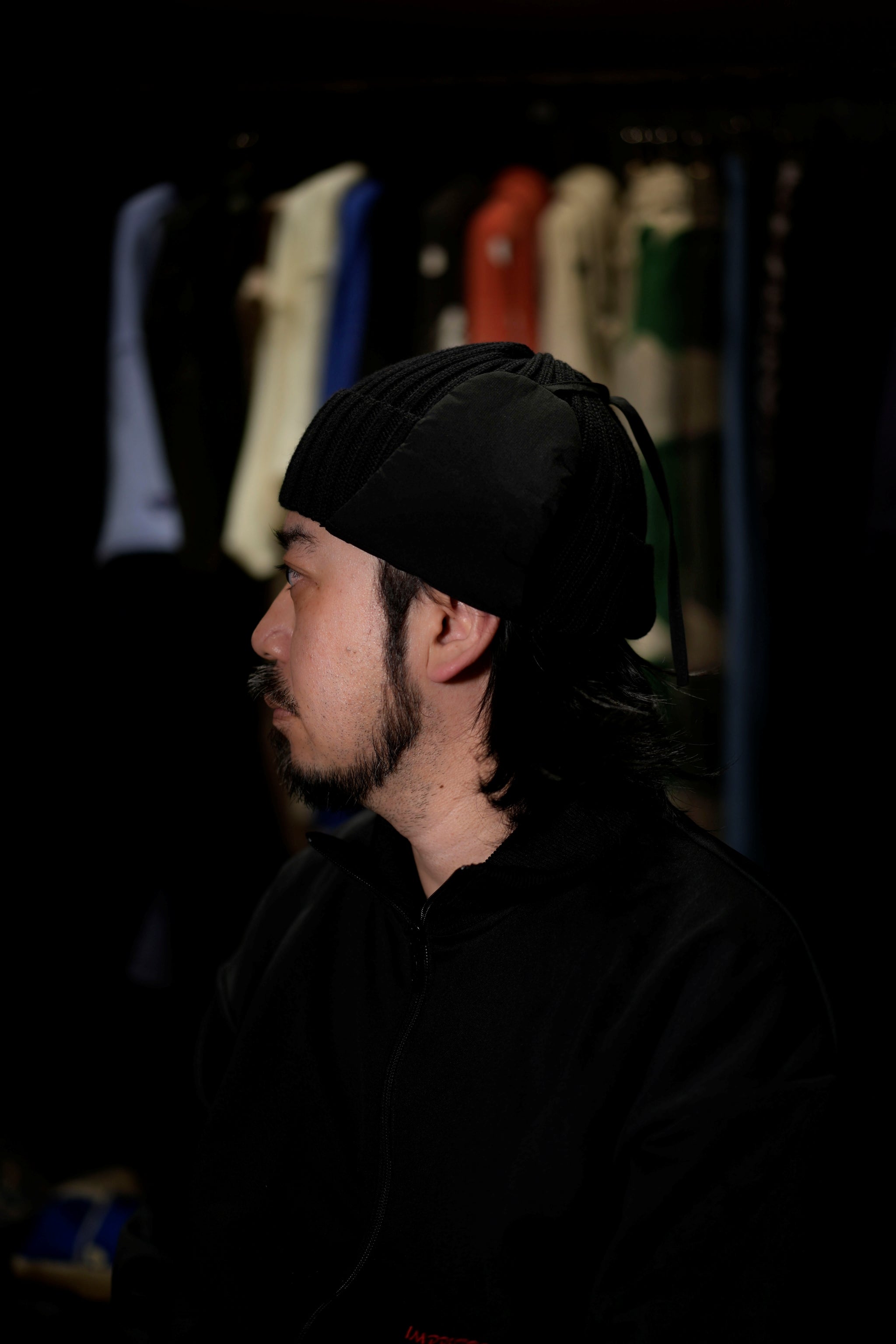 UN-024_AW23 | EARMUFF BEANIE | Color:Black X Black【UNTRACE_アントレース】