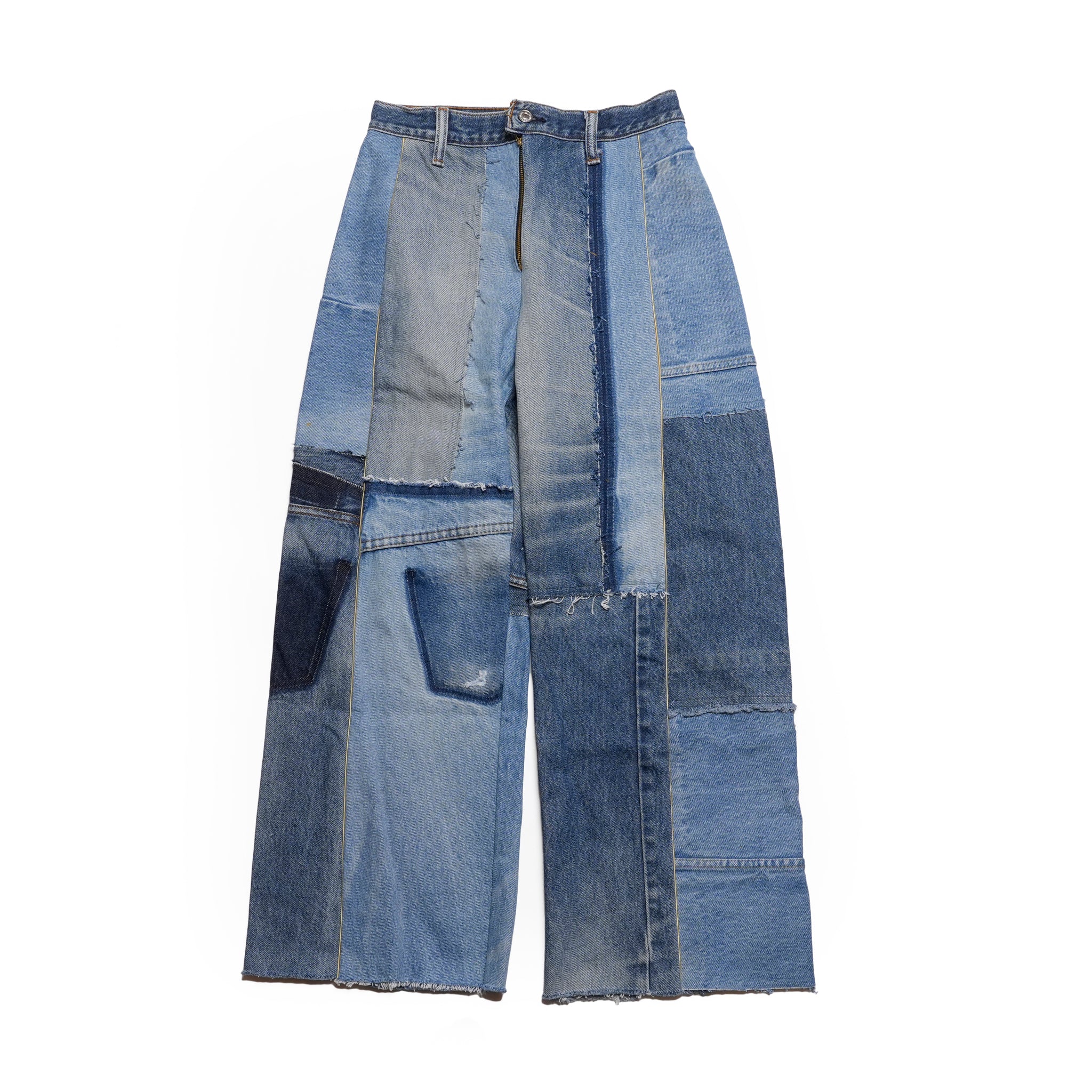 AT-268 | パッチワークデニムパンツ　パターンver | Color:B | Size:S【REHERSALL_リハーズオール】