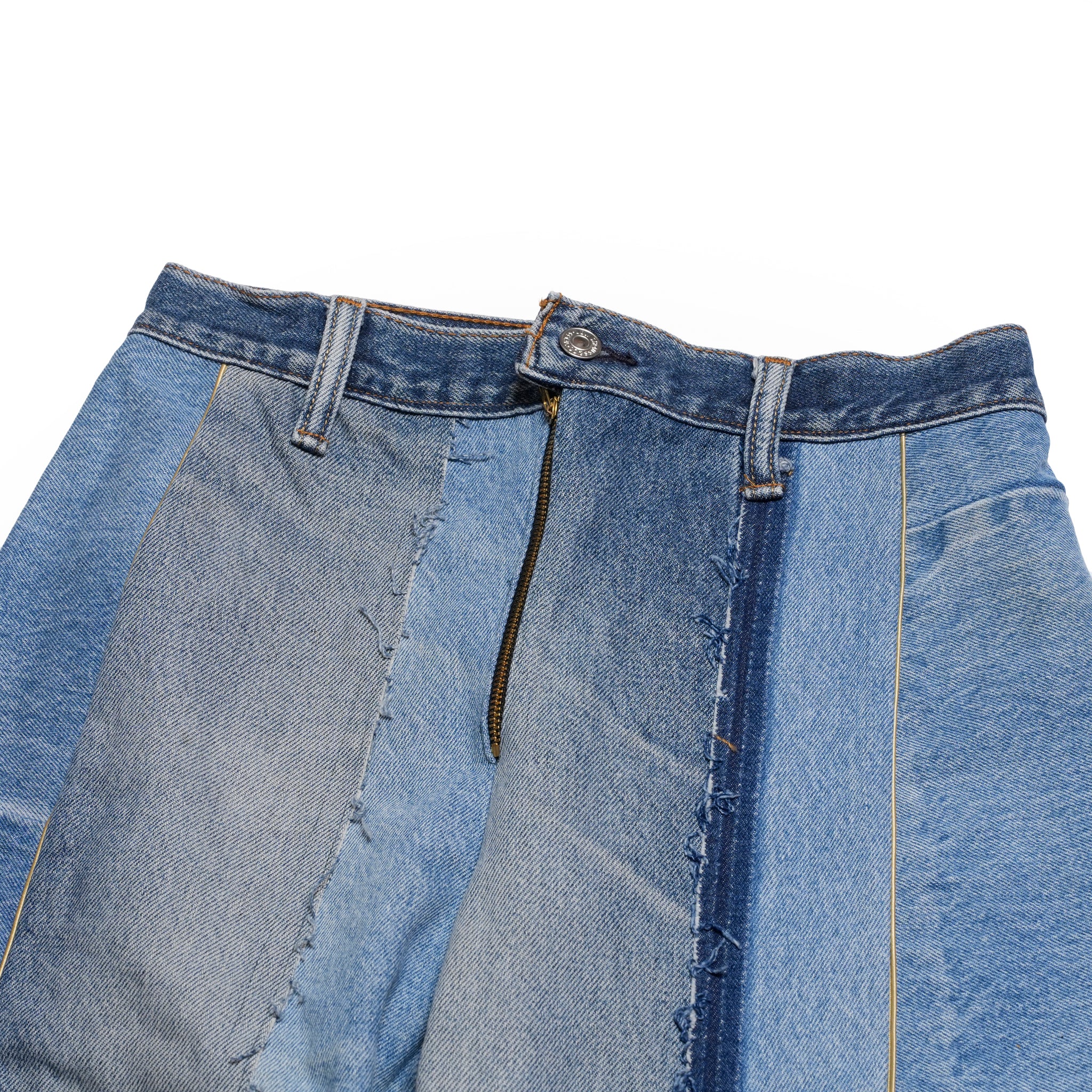 AT-268 | パッチワークデニムパンツ　パターンver | Color:B | Size:S【REHERSALL_リハーズオール】