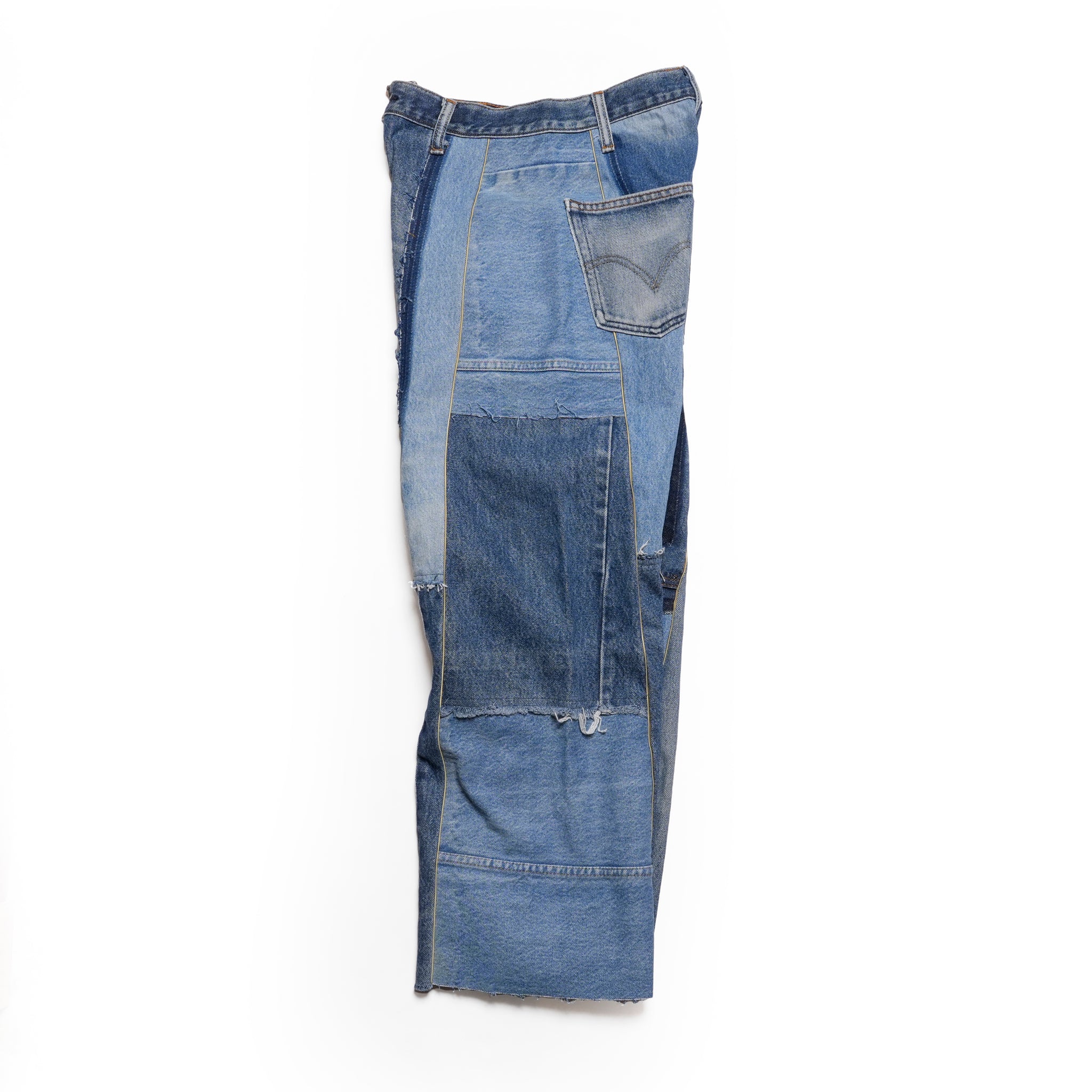 AT-268 | パッチワークデニムパンツ　パターンver | Color:B | Size:S【REHERSALL_リハーズオール】