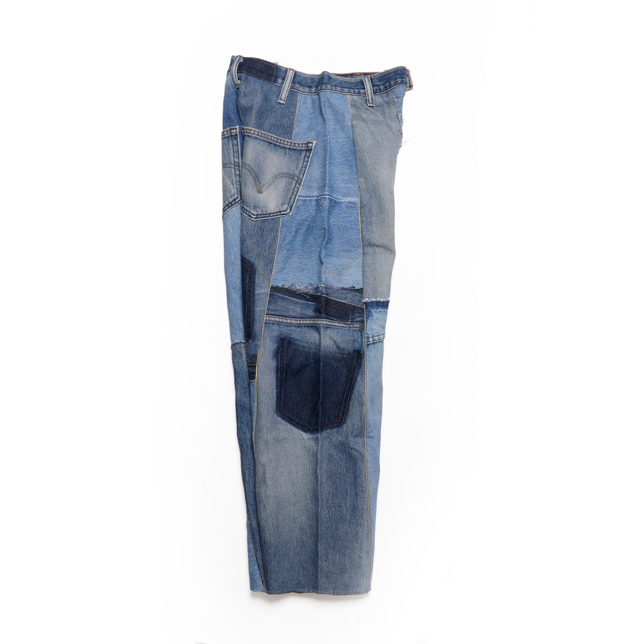 AT-268 | パッチワークデニムパンツ　パターンver | Color:B | Size:S【REHERSALL_リハーズオール】
