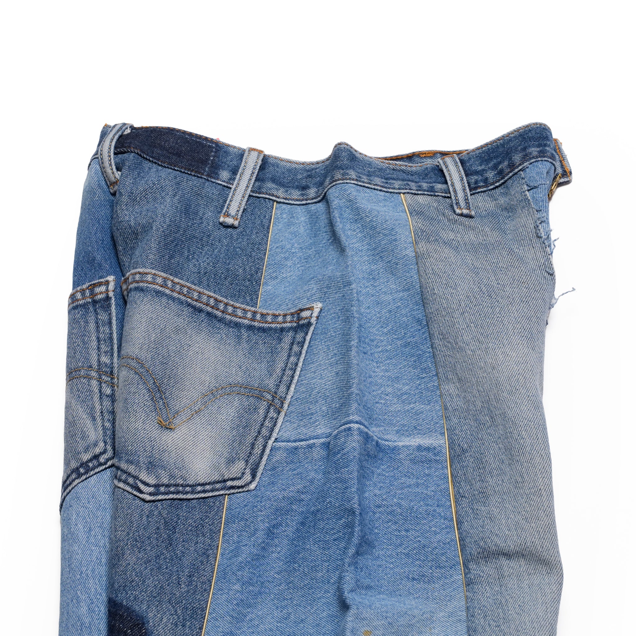 AT-268 | パッチワークデニムパンツ　パターンver | Color:B | Size:S【REHERSALL_リハーズオール】