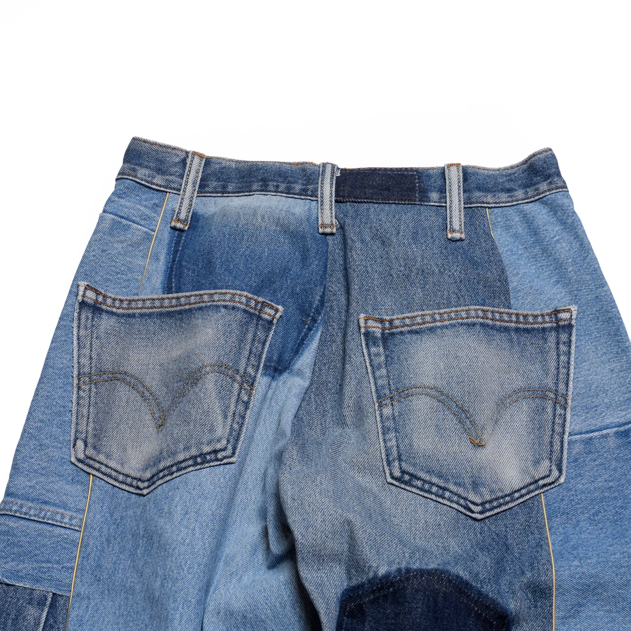 AT-268 | パッチワークデニムパンツ　パターンver | Color:B | Size:S【REHERSALL_リハーズオール】