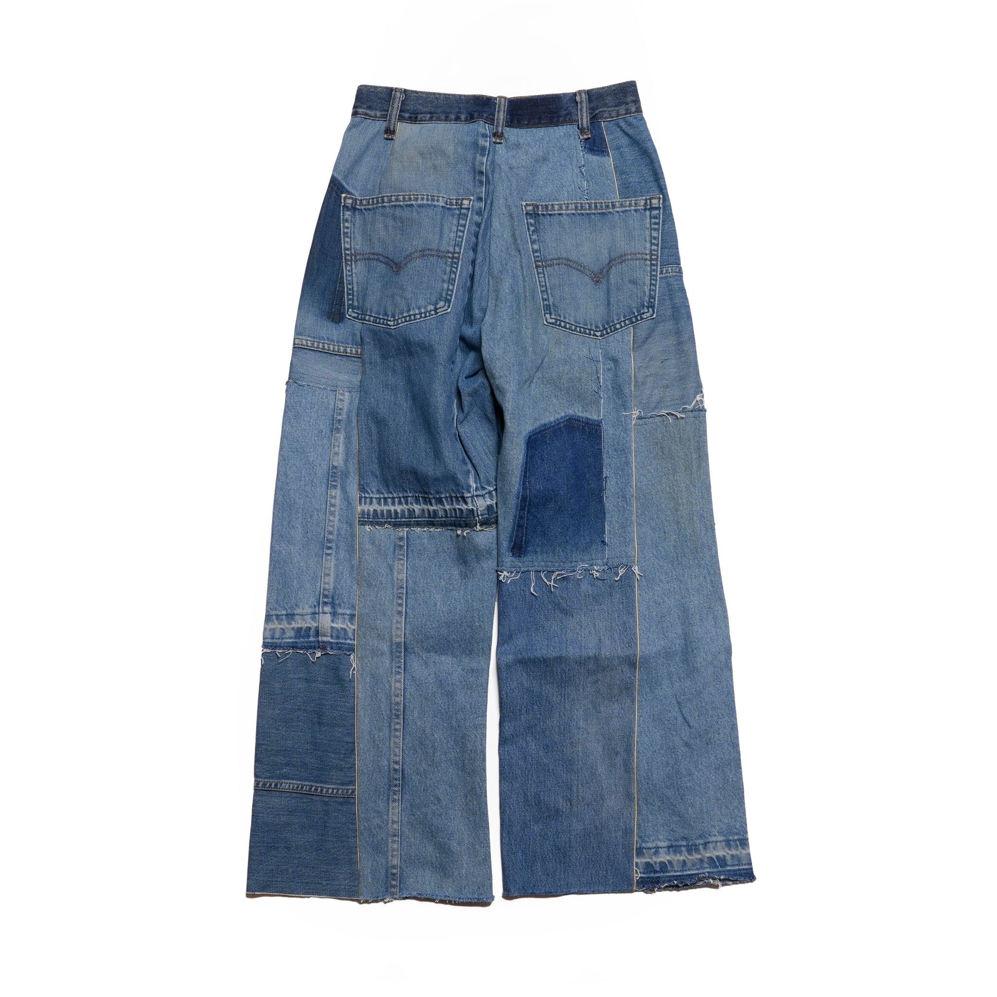 AT-268 | パッチワークデニムパンツ　パターンver | Color:C | Size:S【REHERSALL_リハーズオール】
