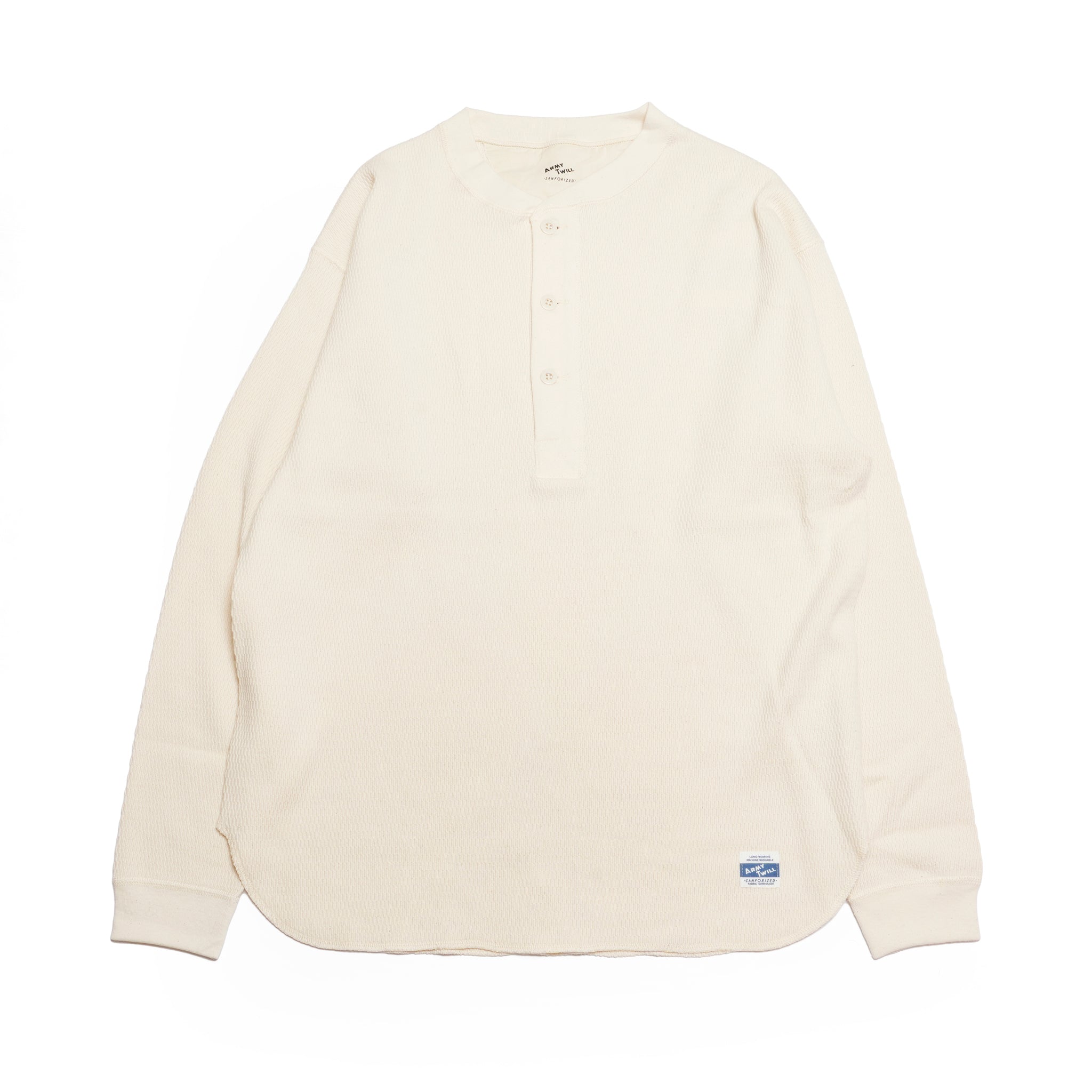 Honeycomb Henley LS Tee | Color_Ecru / Black / Orange / Blue | No_am-2553007【ARMY TWILL_アーミーツイル】
